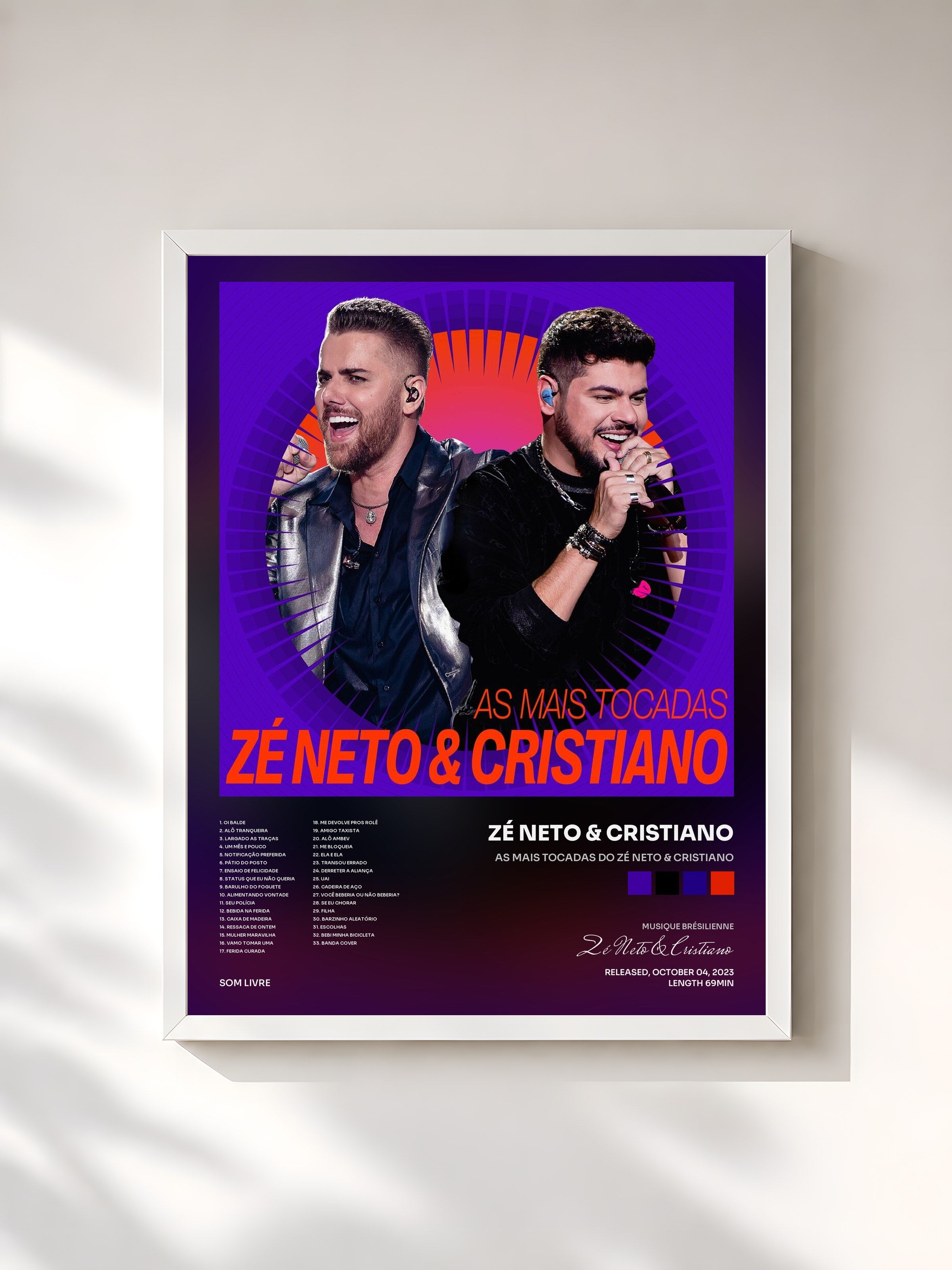 #blanc Tableau de l'album As Mais Tocadas Do Zé Neto & Cristiano de Zé Neto & Cristiano, cadre blanc, imprimé et encadré en France