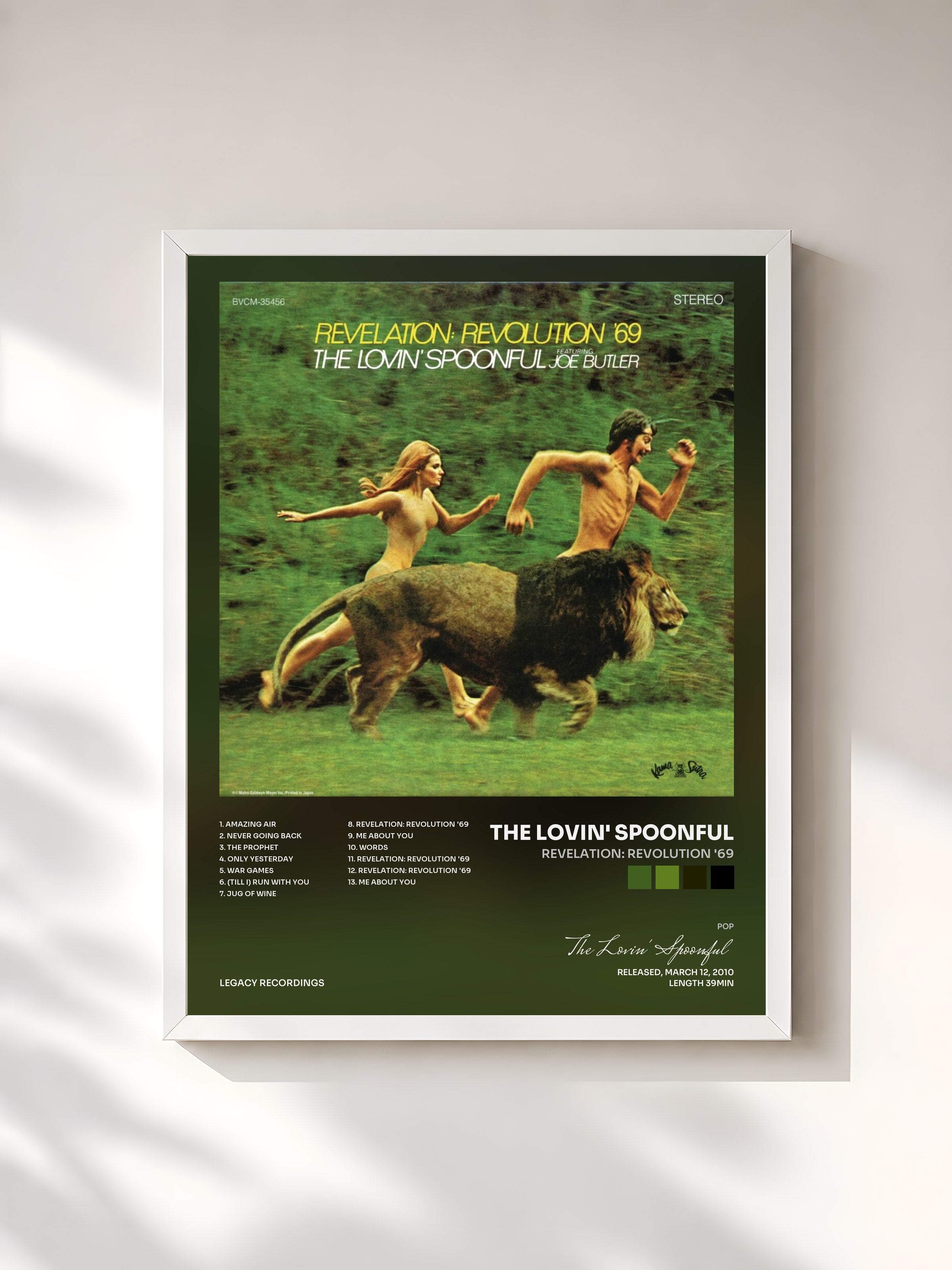 #blanc Tableau de l'album Revelation: Revolution '69 de The Lovin' Spoonful, cadre blanc, imprimé et encadré en France