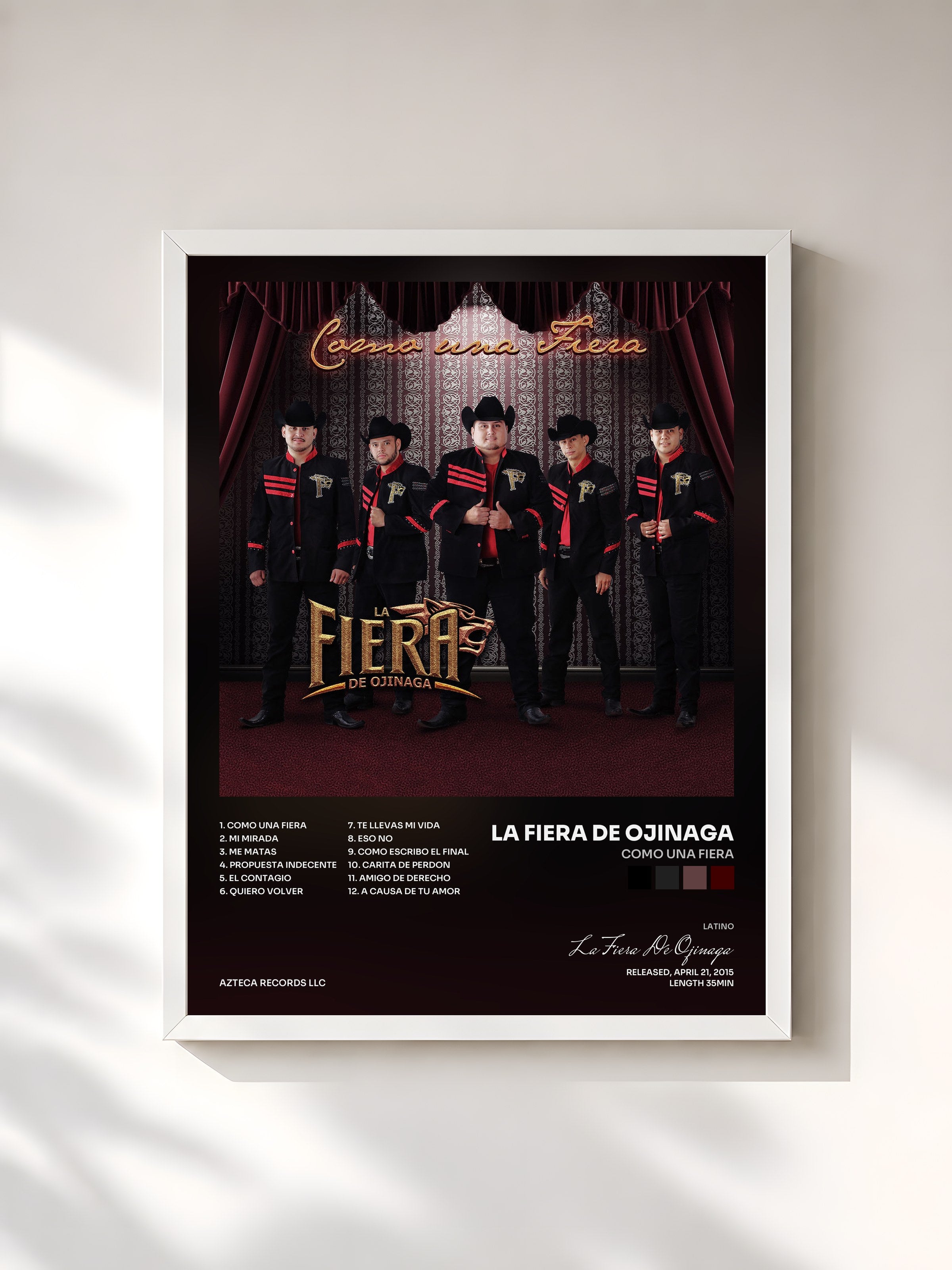 #blanc Tableau de l'album Como una Fiera de La Fiera De Ojinaga, cadre blanc, imprimé et encadré en France