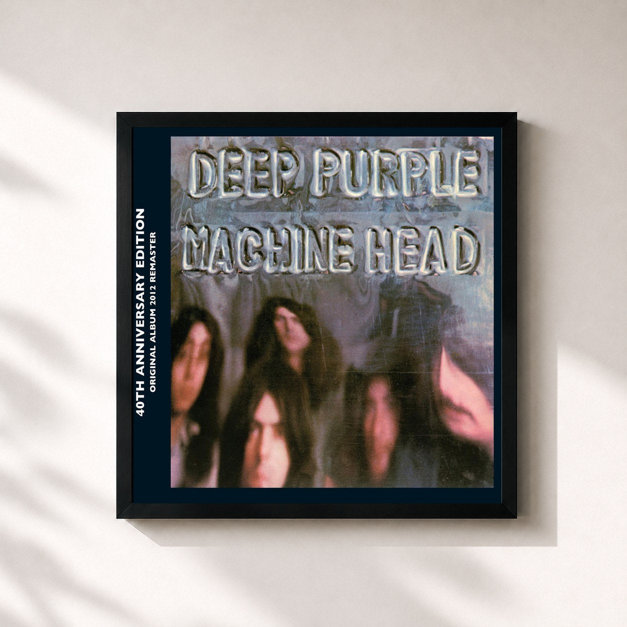 #noir Tableau carré de l'album Machine Head (Remastered) de Deep Purple, cadre noir 32x32 cm