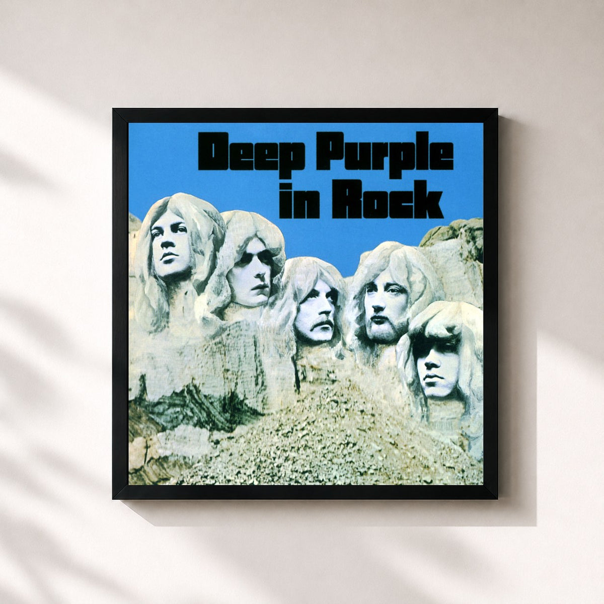 #noir Tableau carré de l'album Deep Purple in Rock (Anniversary Edition) de Deep Purple, cadre noir 32x32 cm