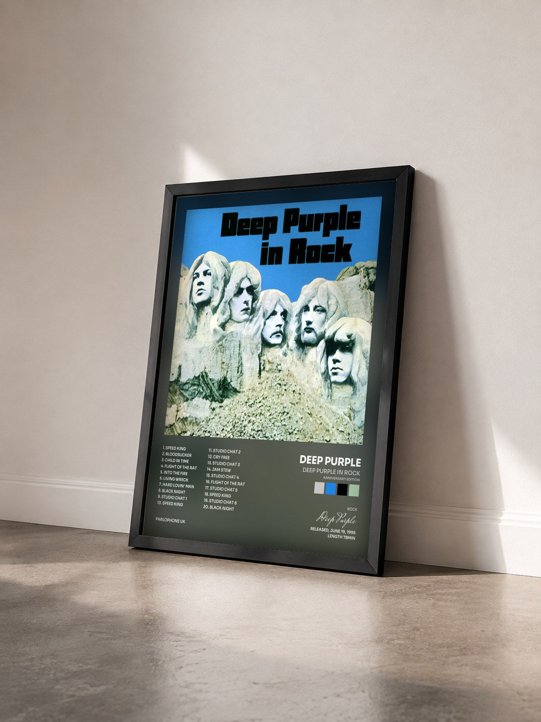 #noir Tableau de l'album Deep Purple in Rock (Anniversary Edition) de Deep Purple vu de trois quarts, cadre noir