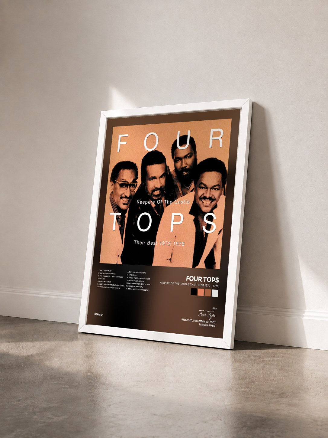 #blanc Tableau de l'album Keepers Of The Castle: Their Best 1972 - 1978 de Four Tops vu de trois quarts, cadre blanc