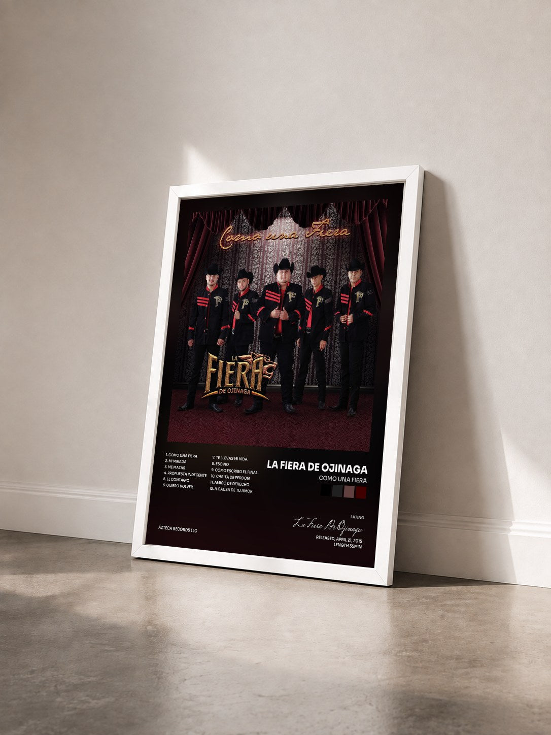#blanc Tableau de l'album Como una Fiera de La Fiera De Ojinaga vu de trois quarts, cadre blanc