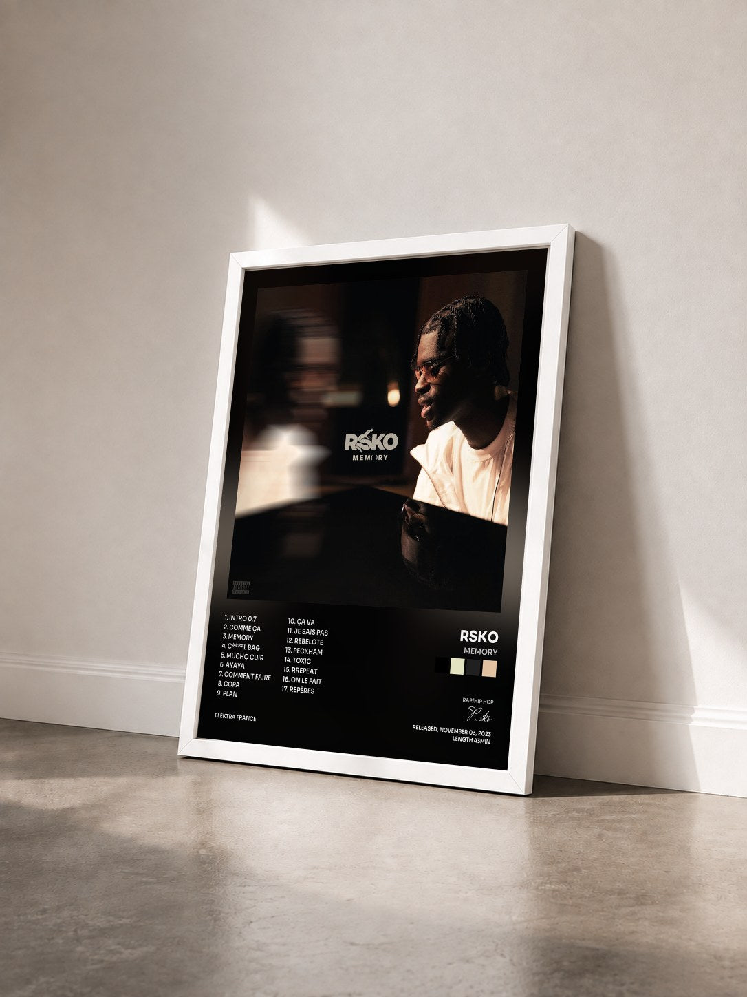 #blanc Memory by Rsko as a framed art print seen at an angle, white frame