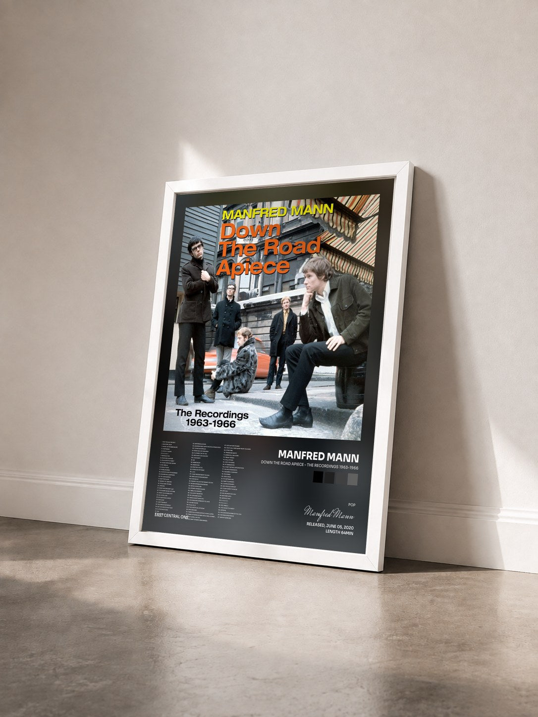 #blanc Tableau de l'album Down the Road Apiece - the Recordings 1963-1966 de Manfred Mann vu de trois quarts, cadre blanc