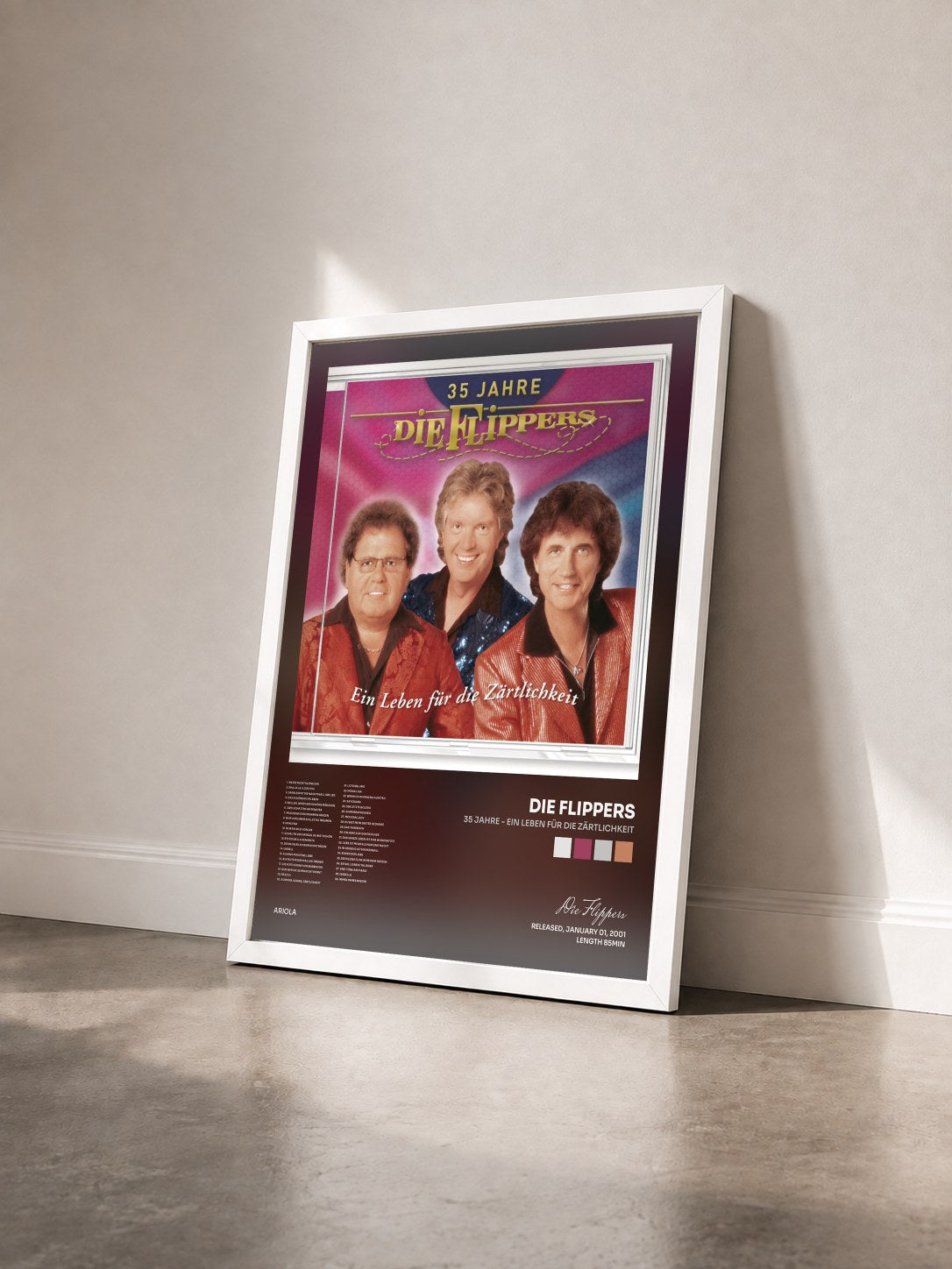 #blanc Tableau de l'album 35 Jahre - Ein Leben für die Zärtlichkeit de Die Flippers vu de trois quarts, cadre blanc