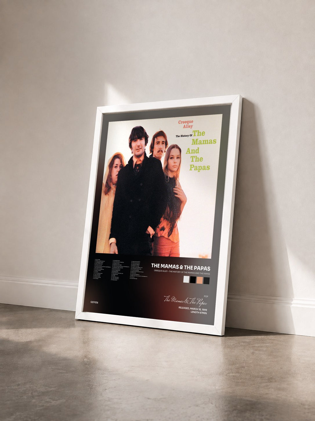 #blanc Tableau de l'album Creeque Alley - The History Of The Mamas And The Papas de The Mamas & The Papas vu de trois quarts, cadre blanc