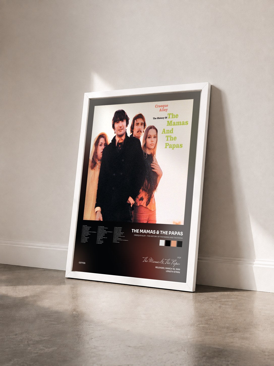 #blanc Tableau de l'album Creeque Alley - The History Of The Mamas And The Papas de The Mamas & The Papas vu de trois quarts, cadre blanc