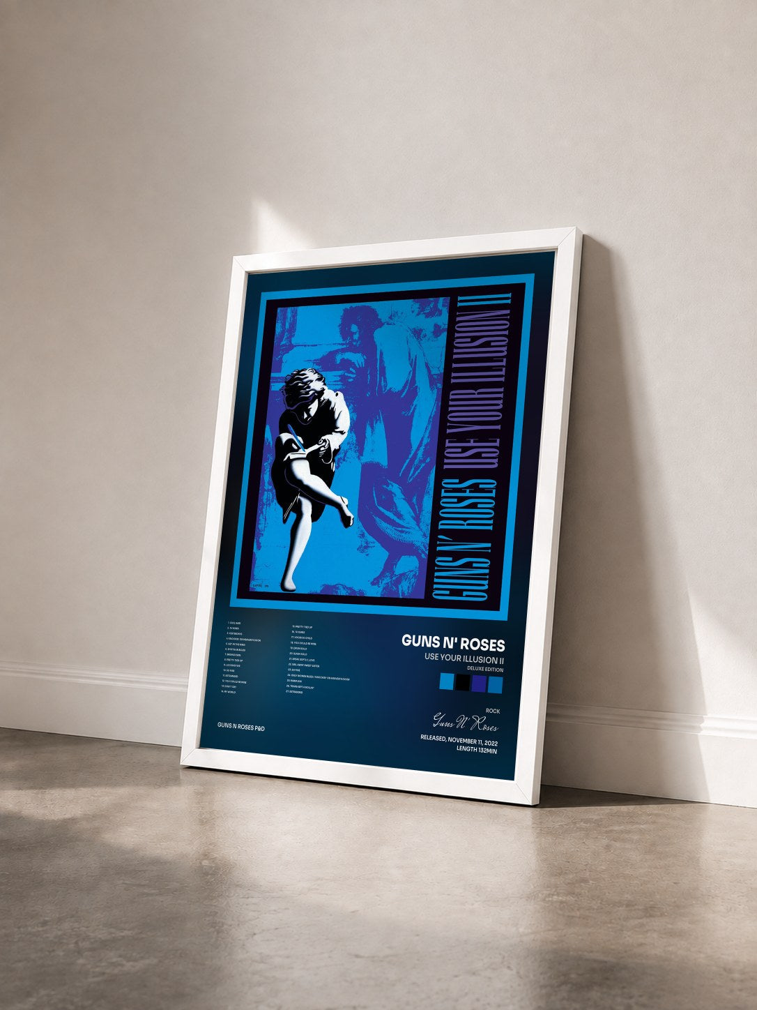 #blanc Tableau de l'album Use Your Illusion II (Deluxe Edition) de Guns N' Roses vu de trois quarts, cadre blanc