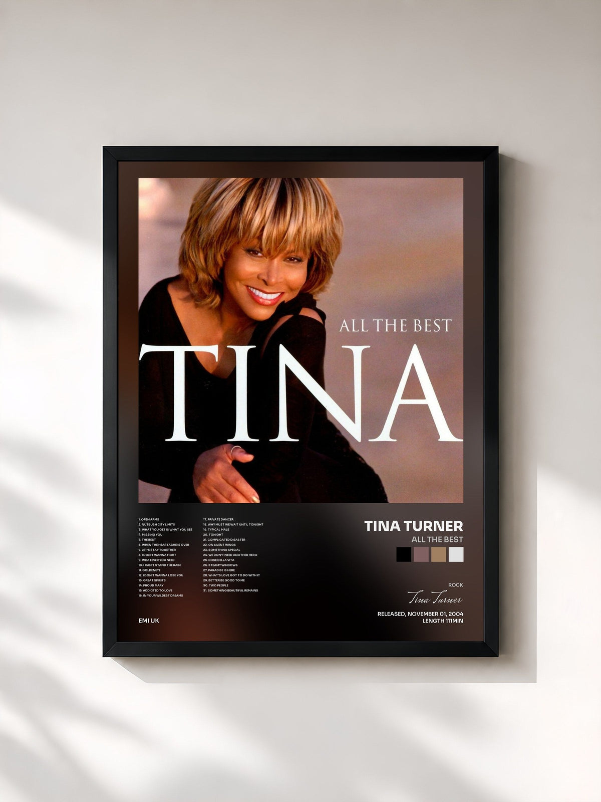 #noir All The Best von Tina Turner als gerahmter Kunstdruck, schwarzer Rahmen, gedruckt und gerahmt in Frankreich