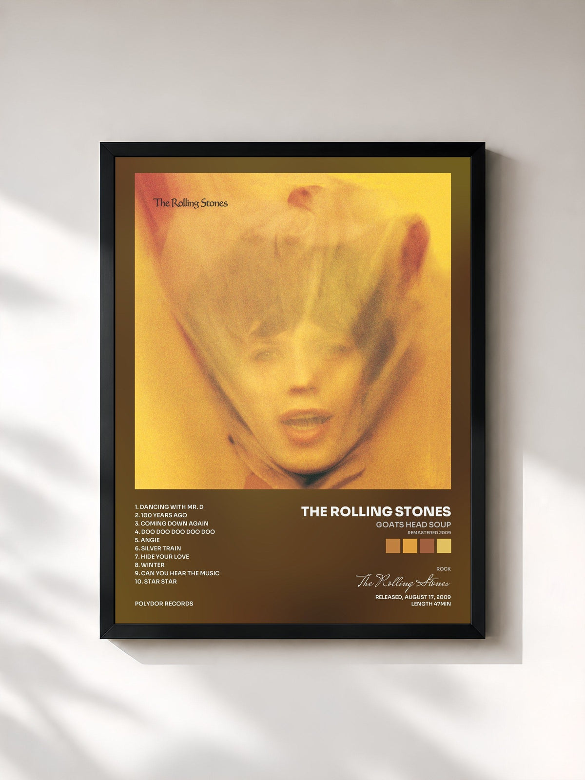 #noir Tableau de l'album Goats Head Soup (Remastered 2009) de The Rolling Stones, cadre noir, imprimé et encadré en France