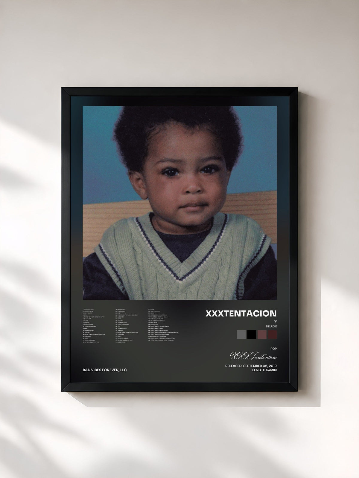 #noir Tableau de l'album ? (Deluxe) de XXXTentacion, cadre noir, imprimé et encadré en France