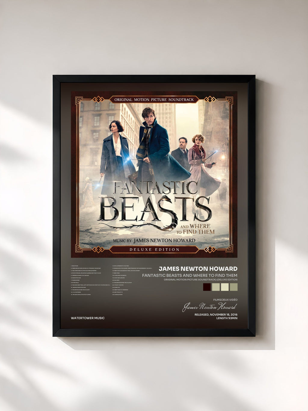 #noir Fantastic Beasts and Where to Find Them (Original Motion Picture Soundtrack) (Deluxe Edition) de James Newton Howard en lámina enmarcada, marco negro, impresa y enmarcada en Francia