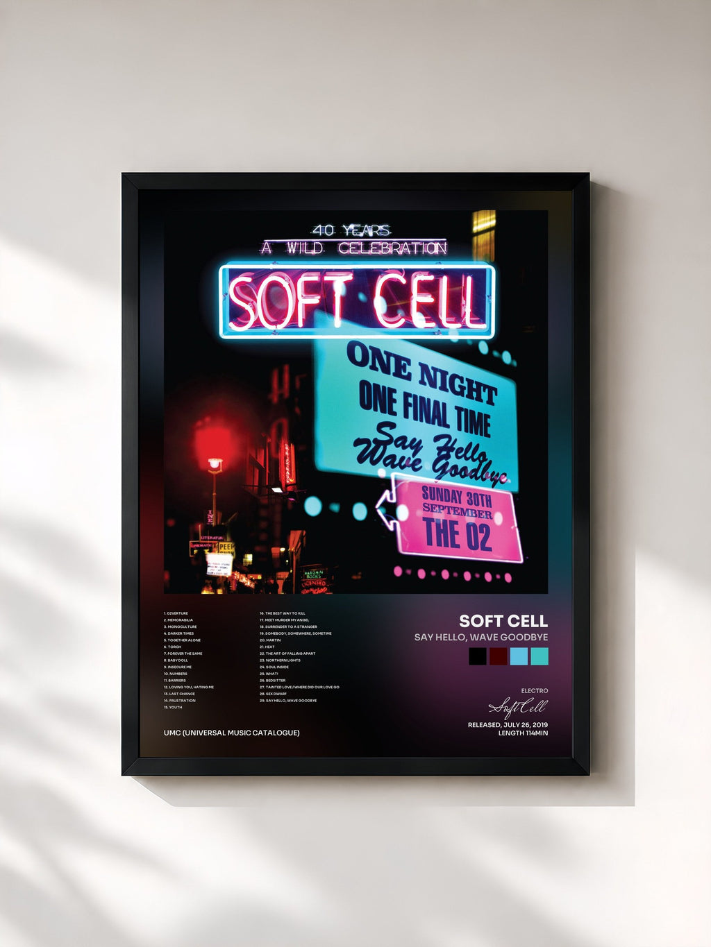 #noir Say Hello, Wave Goodbye de Soft Cell en lámina enmarcada, marco negro, impresa y enmarcada en Francia