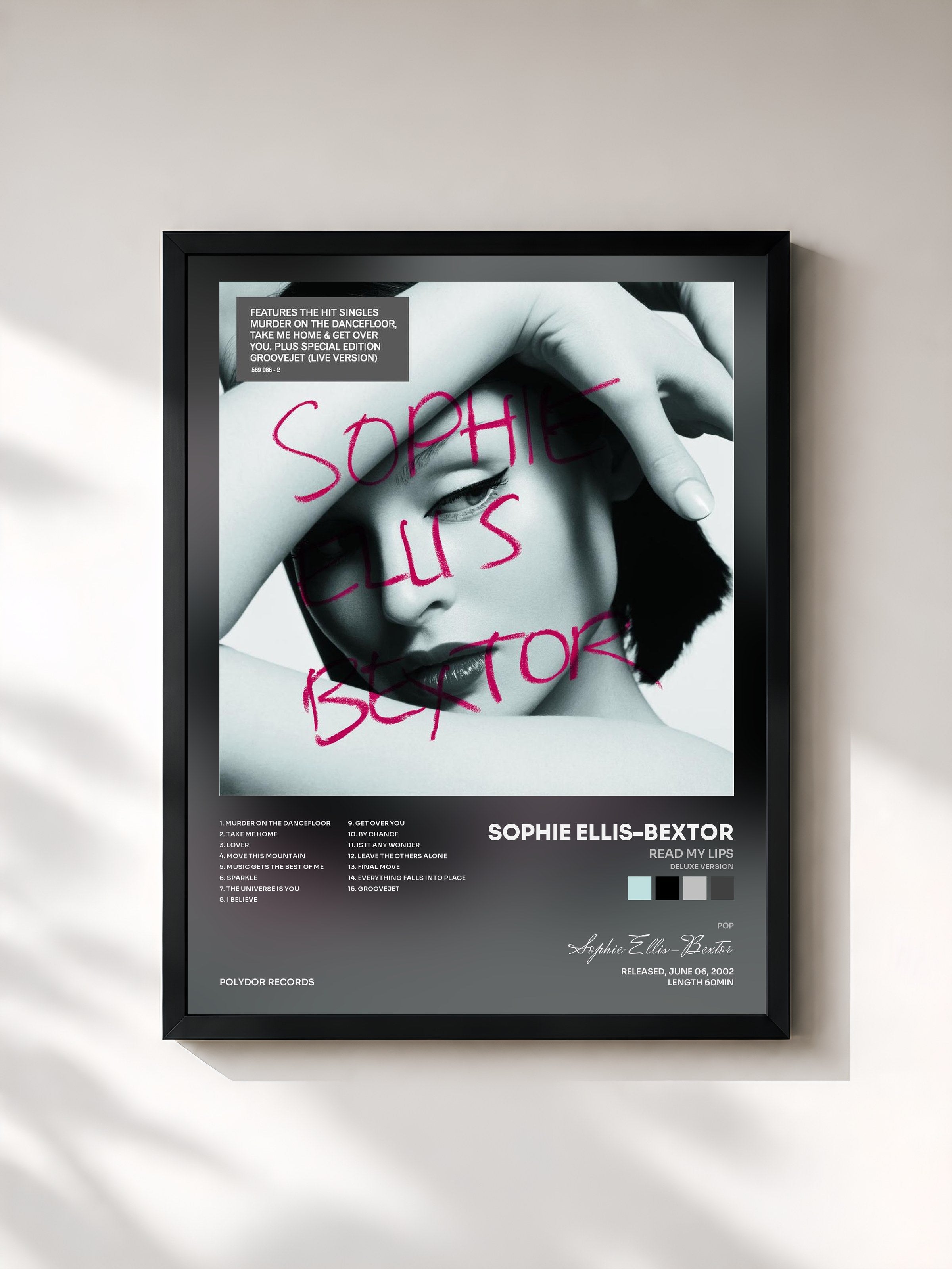 #noir Tableau de l'album Read My Lips (Deluxe Version) de Sophie Ellis-Bextor, cadre noir, imprimé et encadré en France