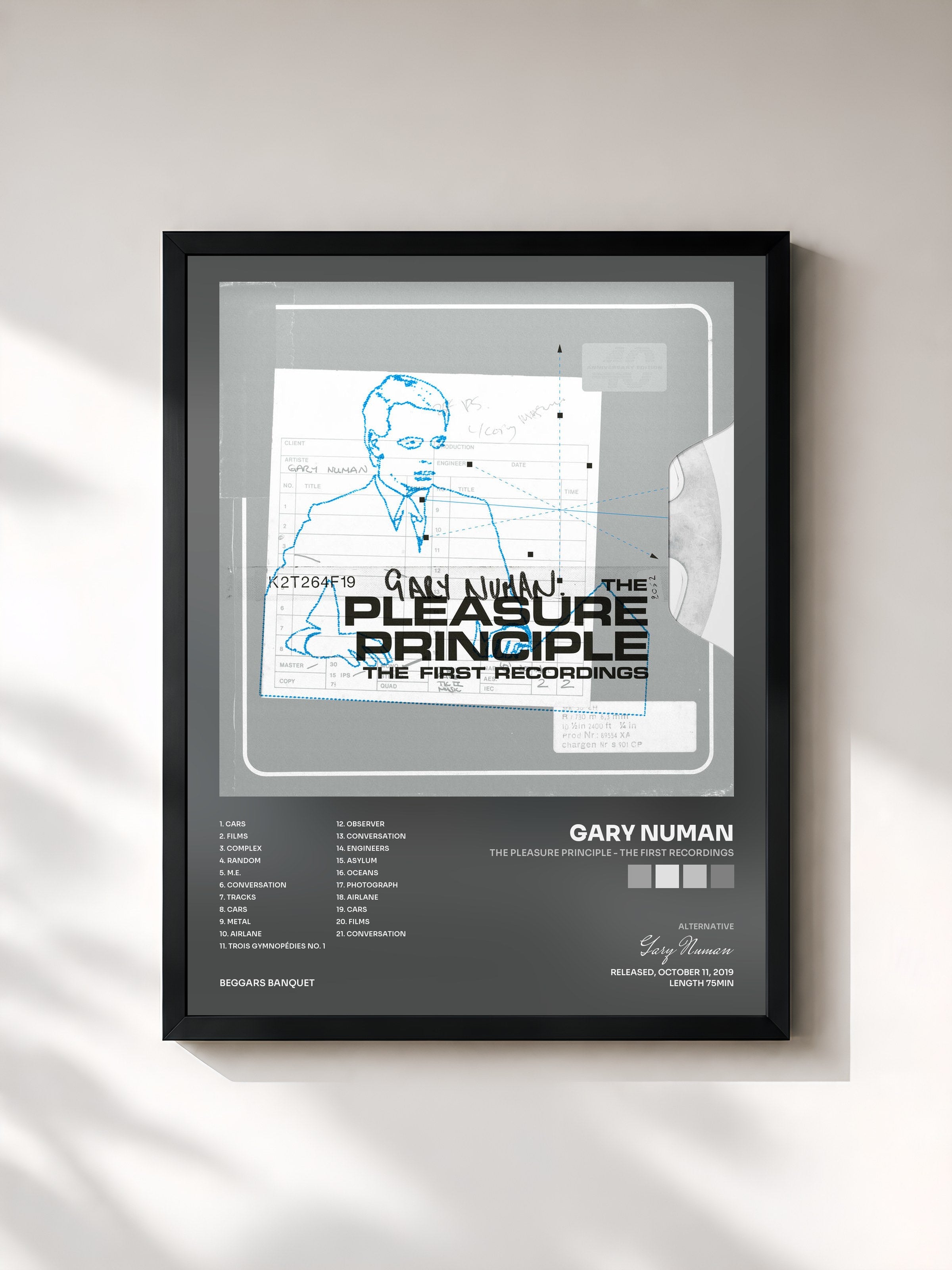 #noir Tableau de l'album The Pleasure Principle - The First Recordings de Gary Numan, cadre noir, imprimé et encadré en France