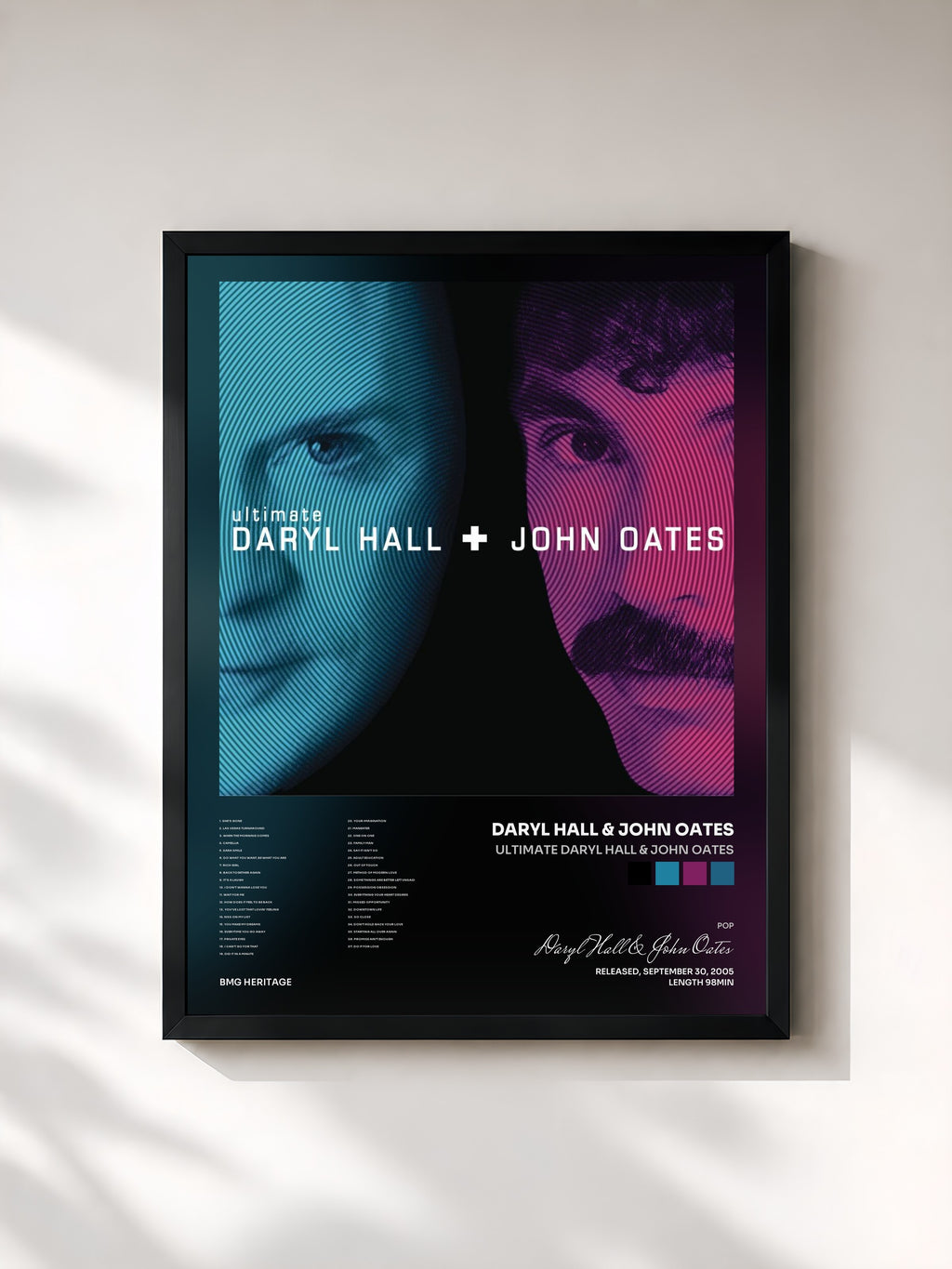 #noir Tableau de l'album Ultimate Daryl Hall & John Oates de Daryl Hall & John Oates, cadre noir, imprimé et encadré en France