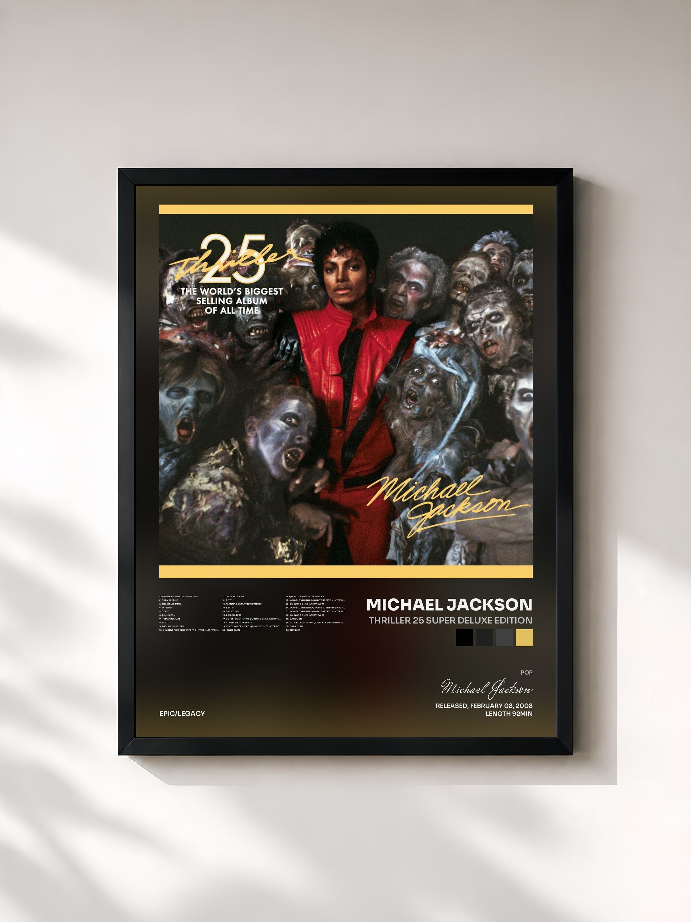 #noir Tableau de l'album Thriller 25 Super Deluxe Edition de Michael Jackson, cadre noir, imprimé et encadré en France
