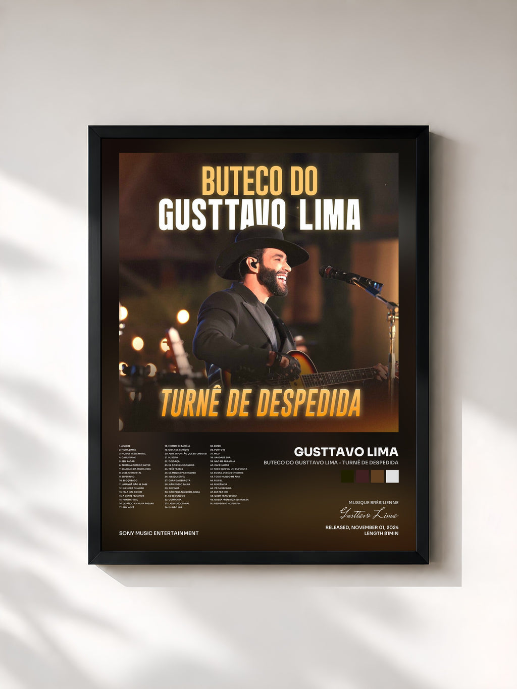 #noir Tableau de l'album Buteco do Gusttavo Lima - Turnê de Despedida de Gusttavo Lima, cadre noir, imprimé et encadré en France