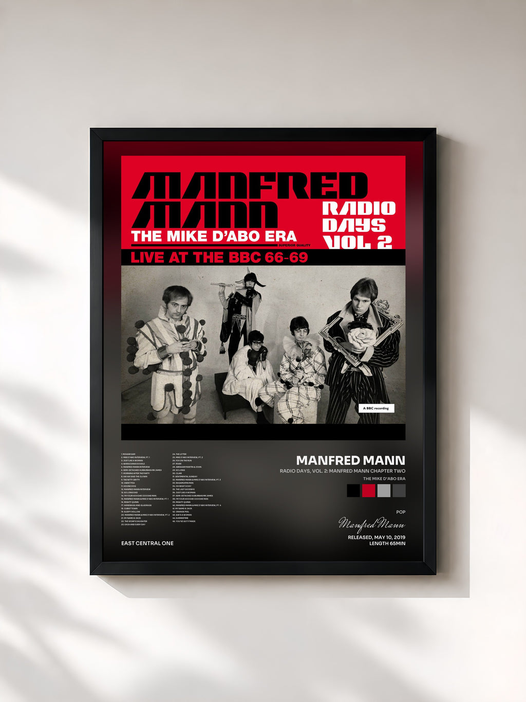 #noir Tableau de l'album Radio Days, Vol. 2: Manfred Mann Chapter Two (The Mike D'abo Era) de Manfred Mann, cadre noir, imprimé et encadré en France