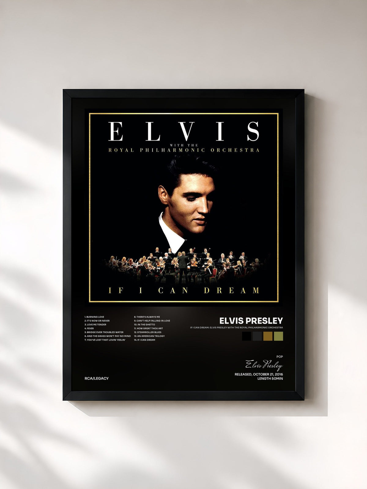 #noir If I Can Dream: Elvis Presley with the Royal Philharmonic Orchestra de Elvis Presley en lámina enmarcada, marco negro, impresa y enmarcada en Francia