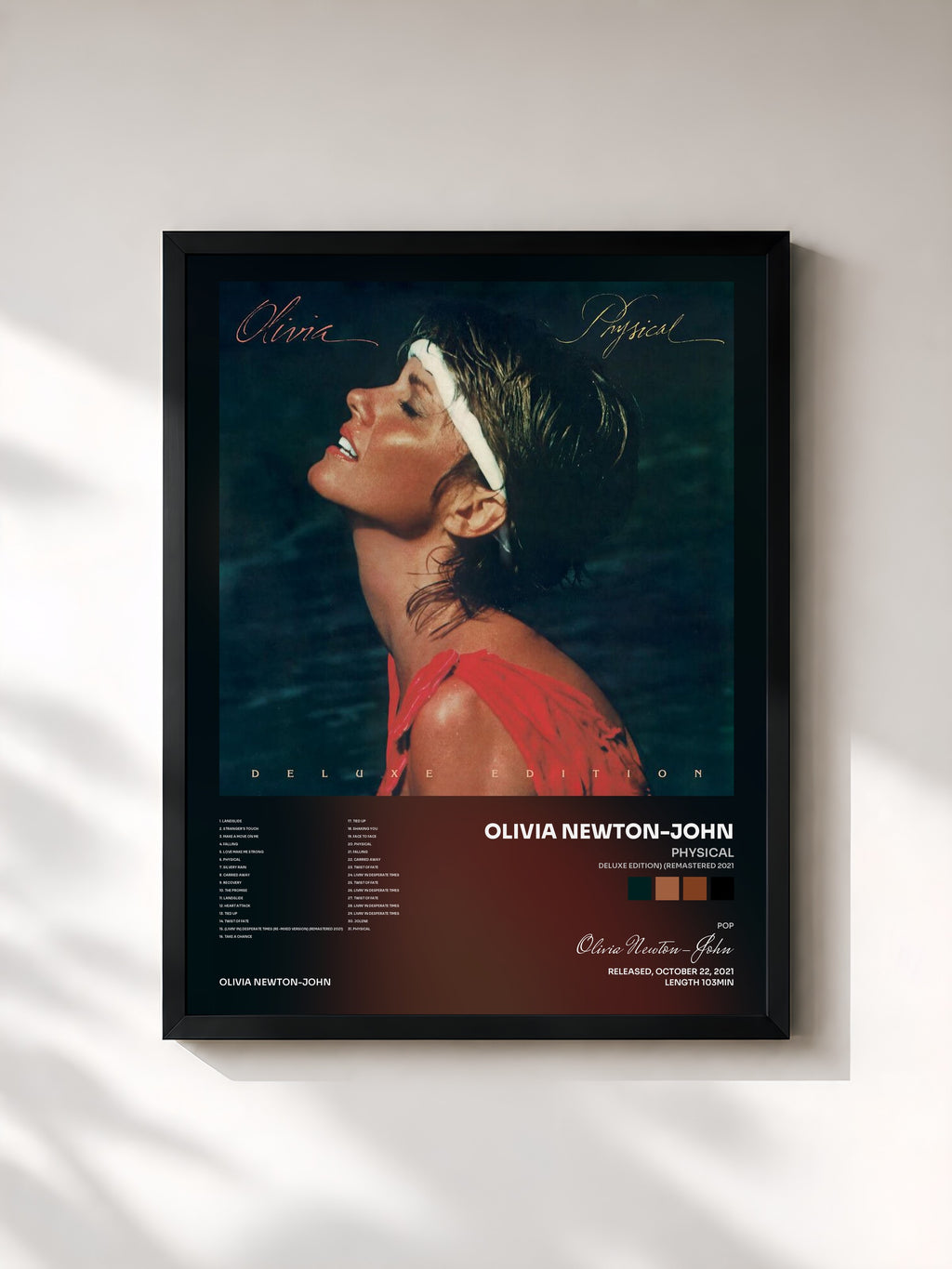 #noir Tableau de l'album Physical (Deluxe Edition) (Remastered 2021) de Olivia Newton-John, cadre noir, imprimé et encadré en France