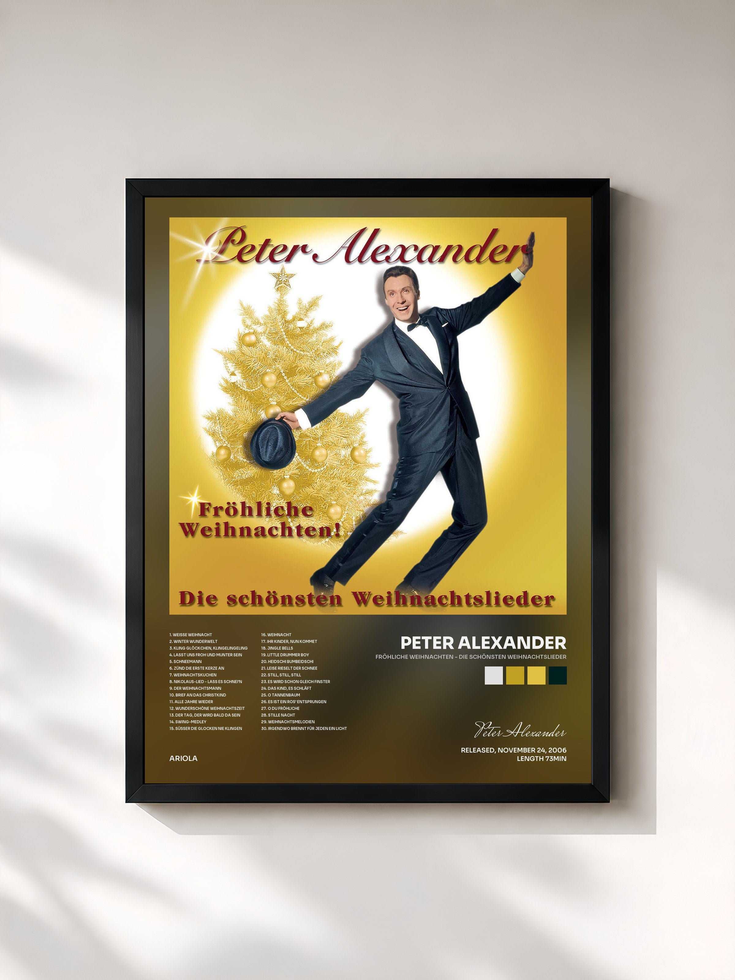 #noir Tableau de l'album Fröhliche Weihnachten - Die schönsten Weihnachtslieder de Peter Alexander, cadre noir, imprimé et encadré en France