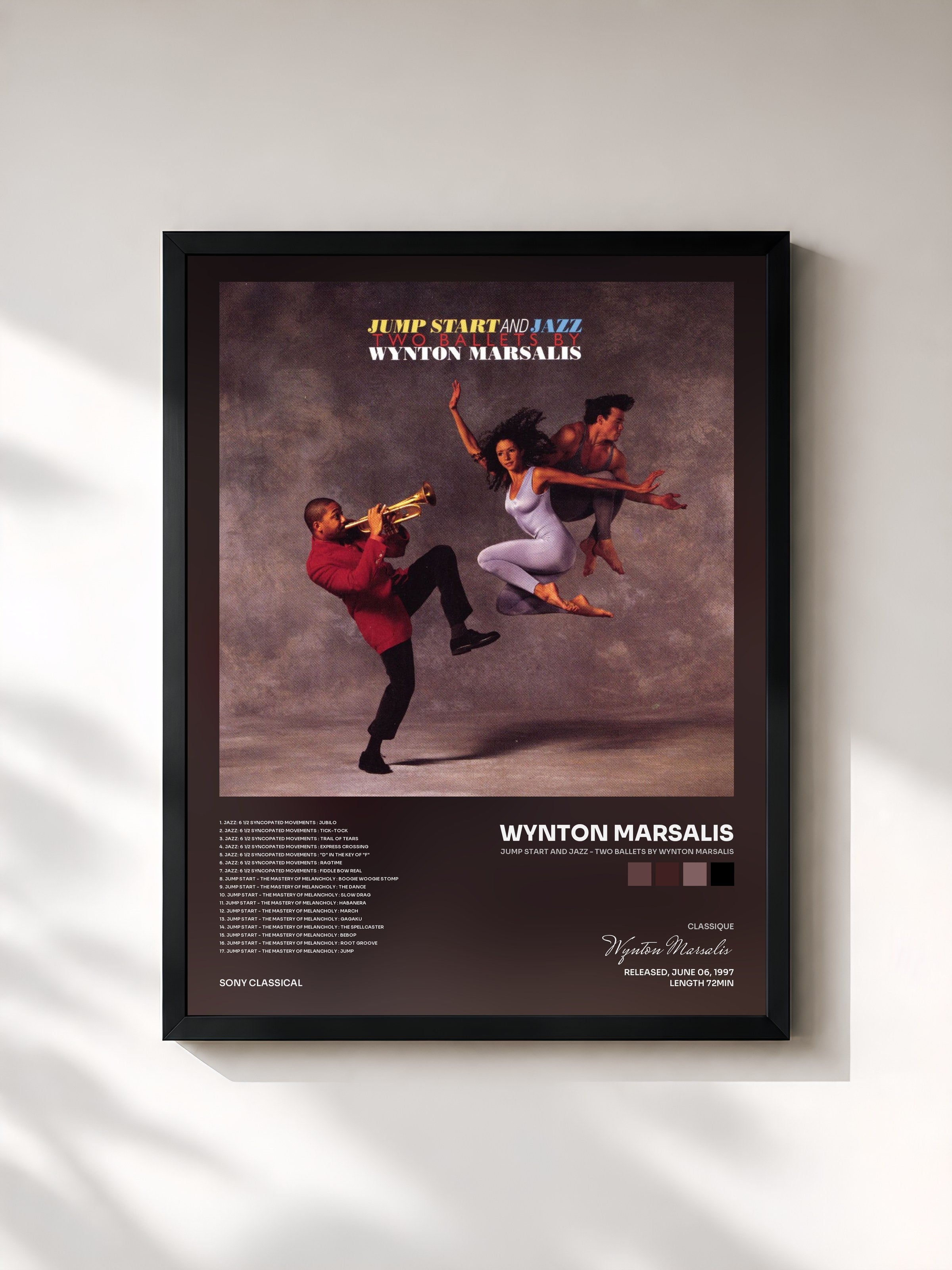 #noir Tableau de l'album Jump Start and Jazz - Two Ballets by Wynton Marsalis de Wynton Marsalis, cadre noir, imprimé et encadré en France