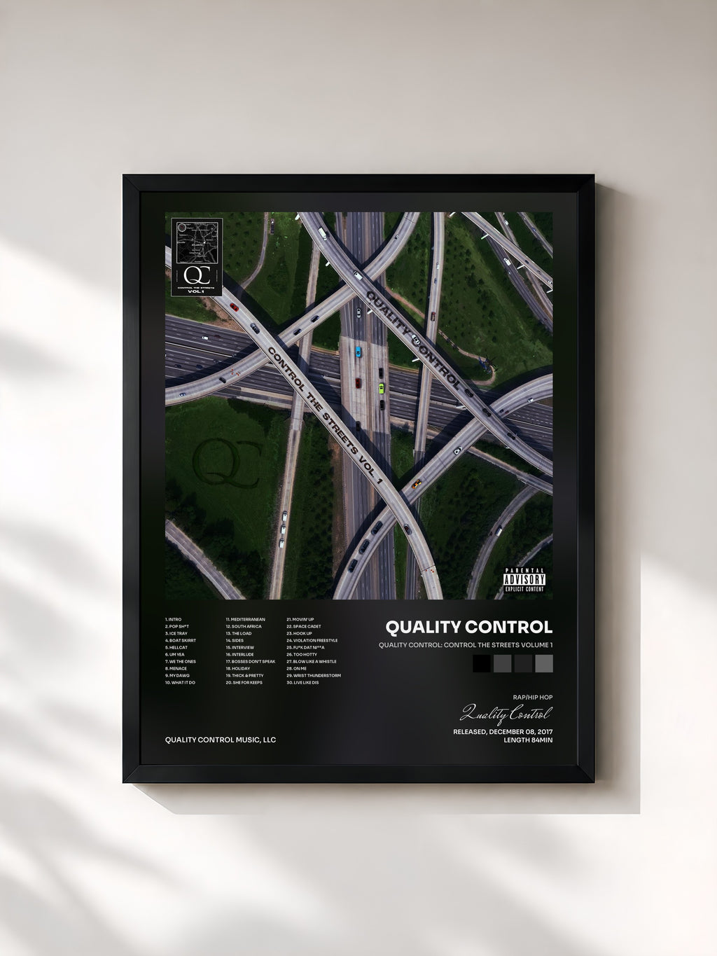 #noir Tableau de l'album Quality Control: Control The Streets Volume 1 de Quality Control, cadre noir, imprimé et encadré en France