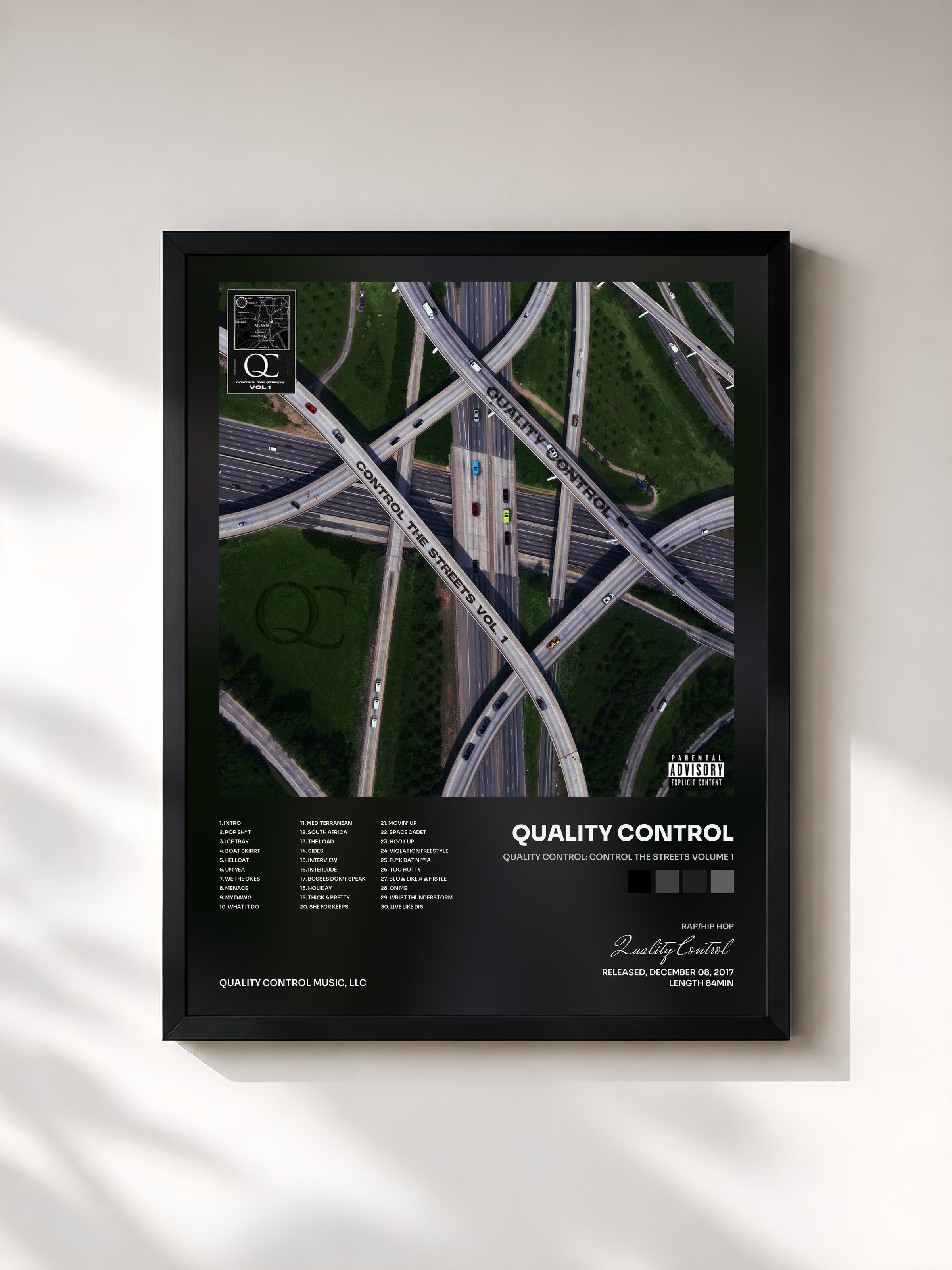 #noir Tableau de l'album Quality Control: Control The Streets Volume 1 de Quality Control, cadre noir, imprimé et encadré en France