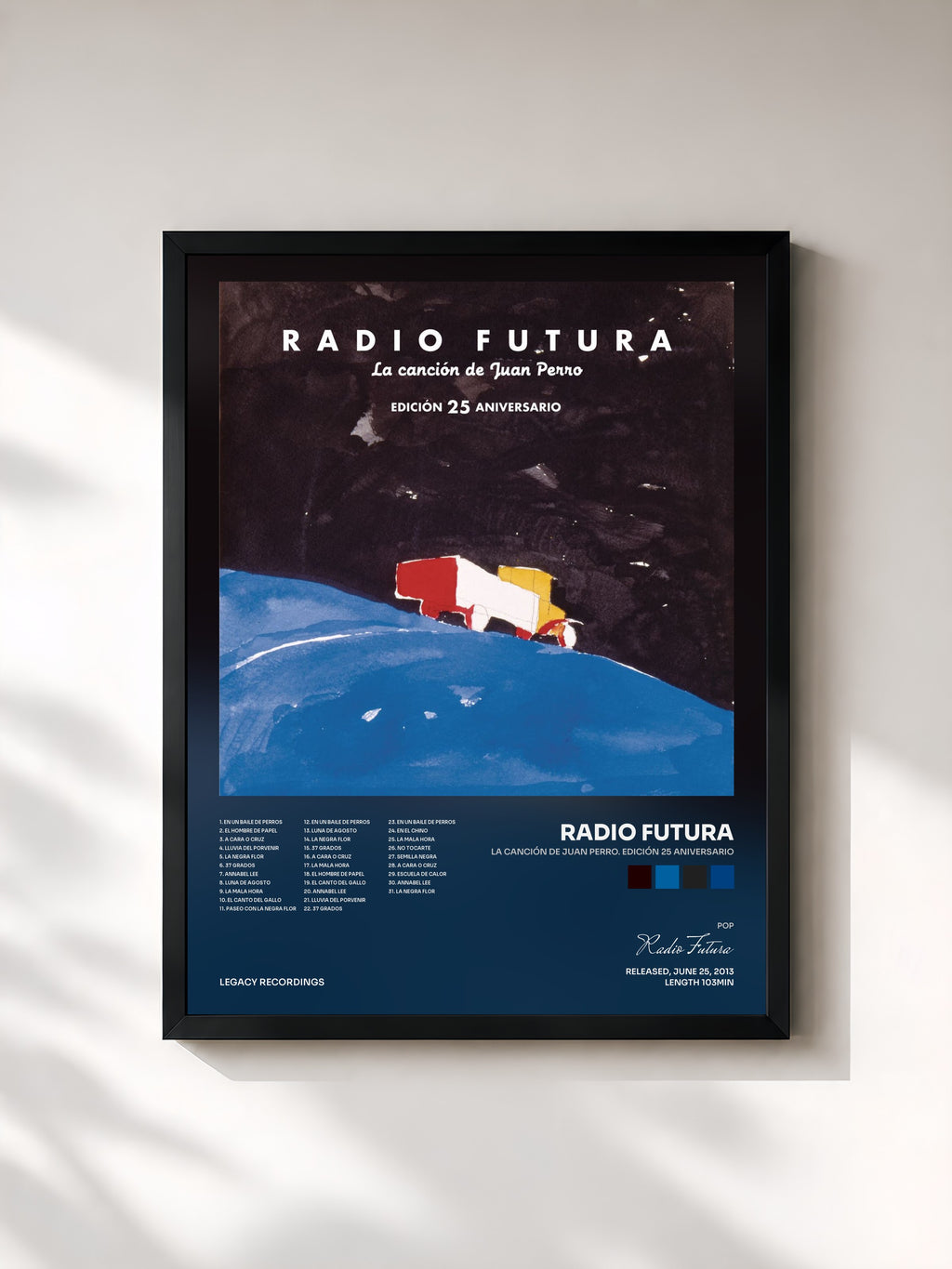 #noir La Canción De Juan Perro. Edición 25 Aniversario di Radio Futura in stampa incorniciata, cornice nera, stampata e incorniciata in Francia
