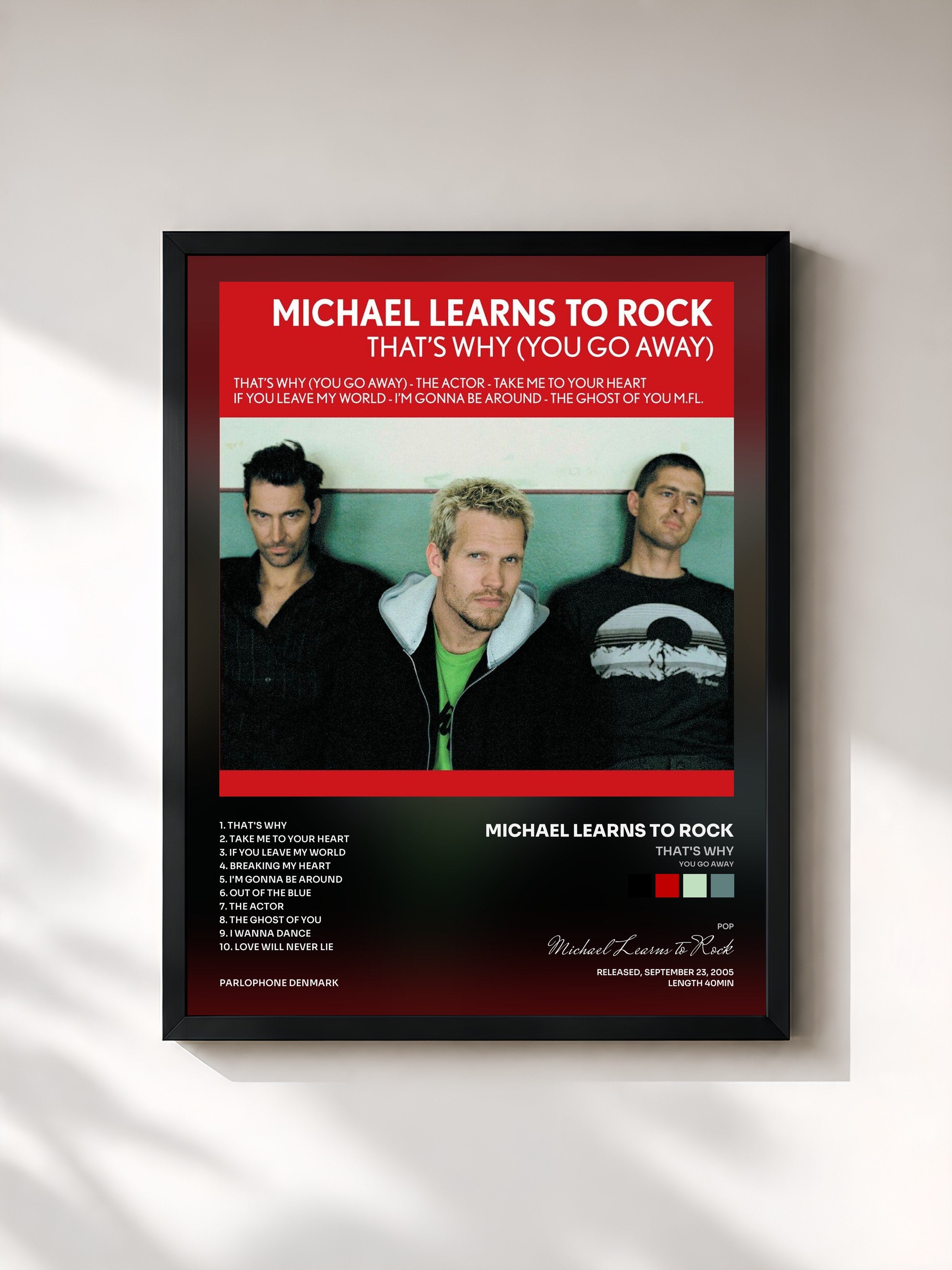 #noir Tableau de l'album That's Why (You Go Away) de Michael Learns to Rock, cadre noir, imprimé et encadré en France