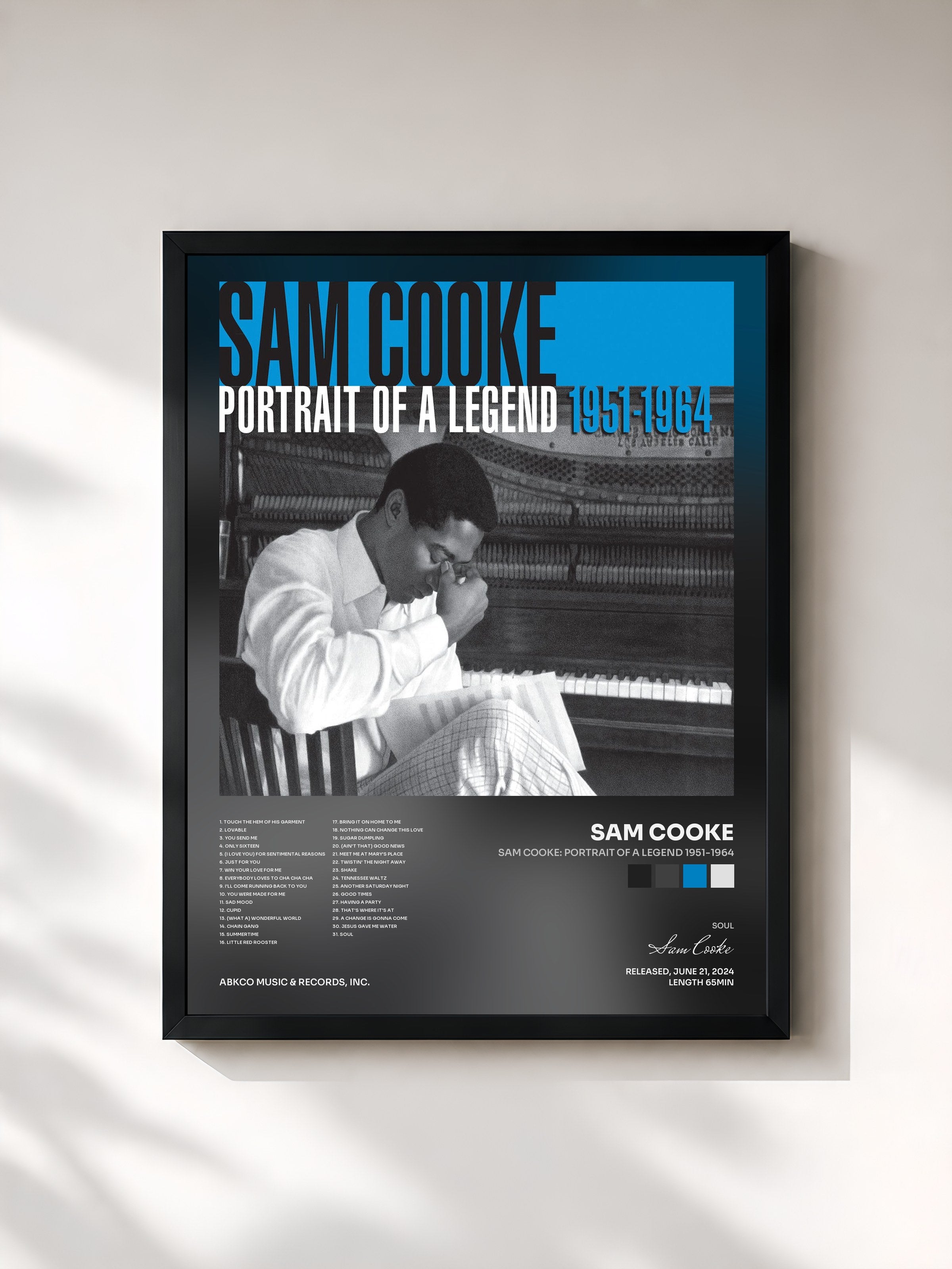 #noir Tableau de l'album Sam Cooke: Portrait Of A Legend 1951-1964 de Sam Cooke, cadre noir, imprimé et encadré en France