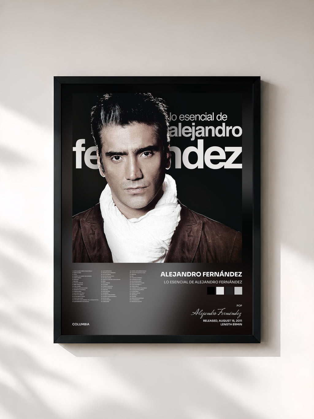 #noir Tableau de l'album Lo Esencial De Alejandro Fernández de Alejandro Fernández, cadre noir, imprimé et encadré en France