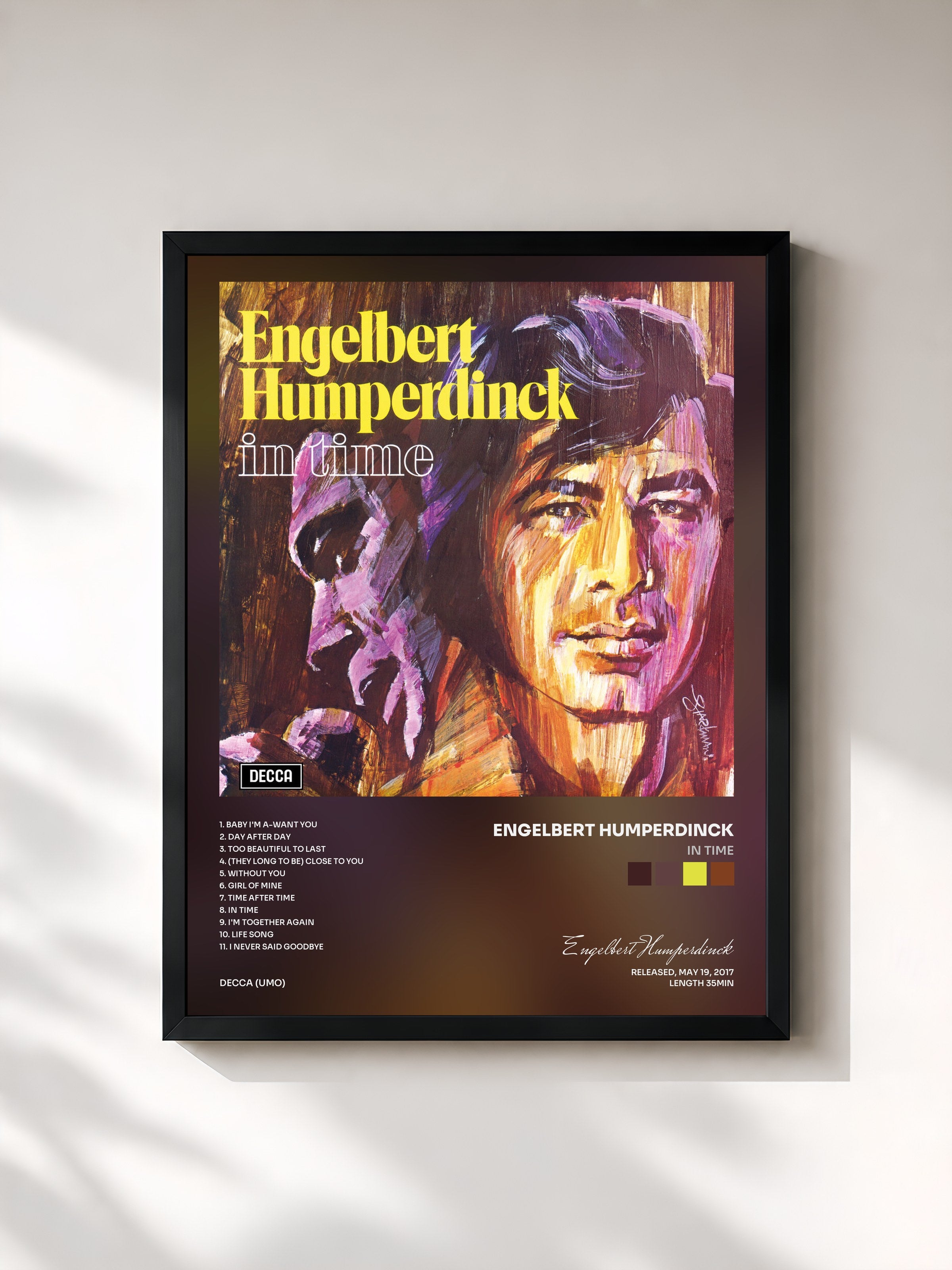 #noir Tableau de l'album In Time de Engelbert Humperdinck, cadre noir, imprimé et encadré en France