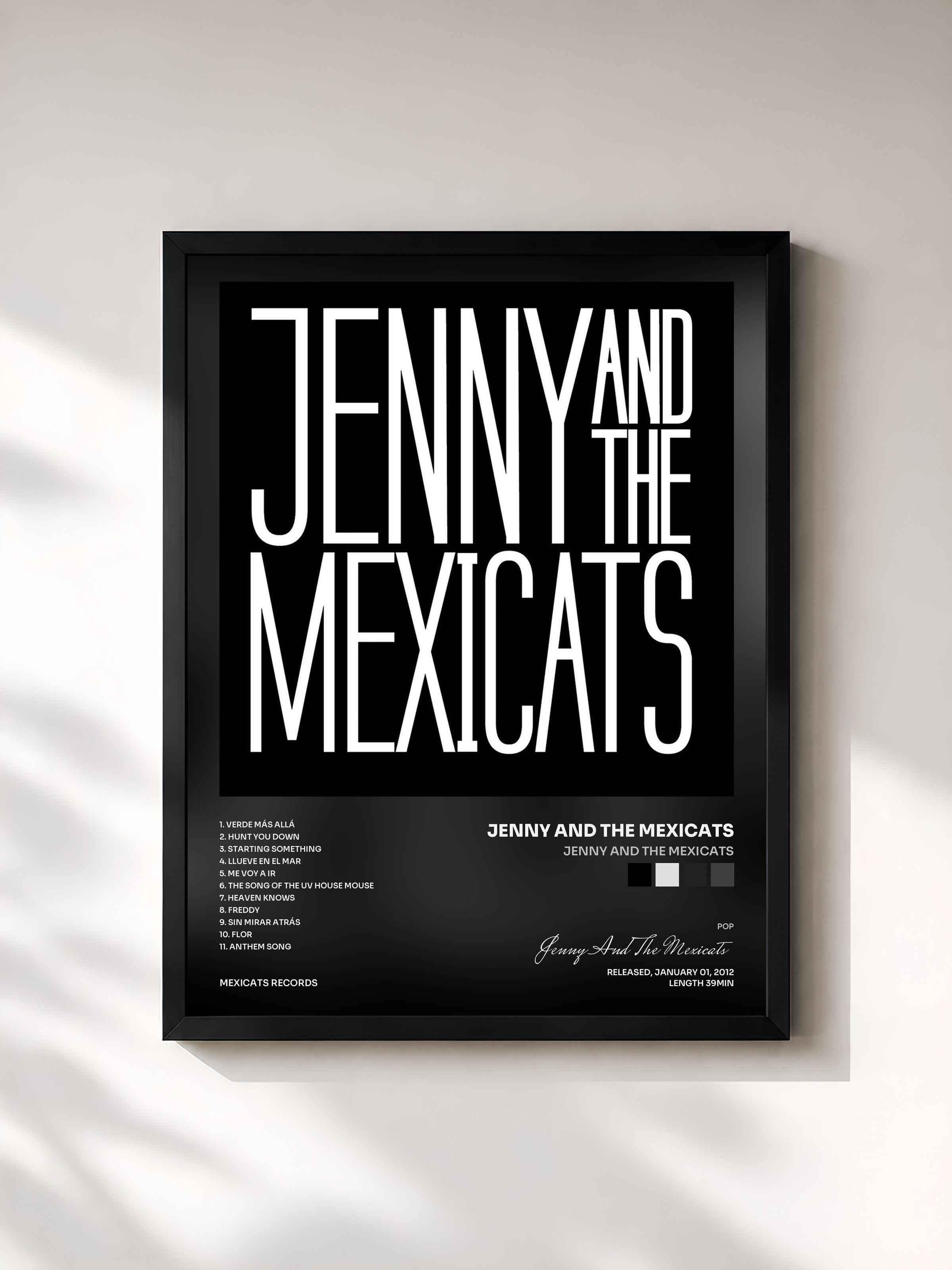 #noir Tableau de l'album Jenny And The Mexicats de Jenny And The Mexicats, cadre noir, imprimé et encadré en France