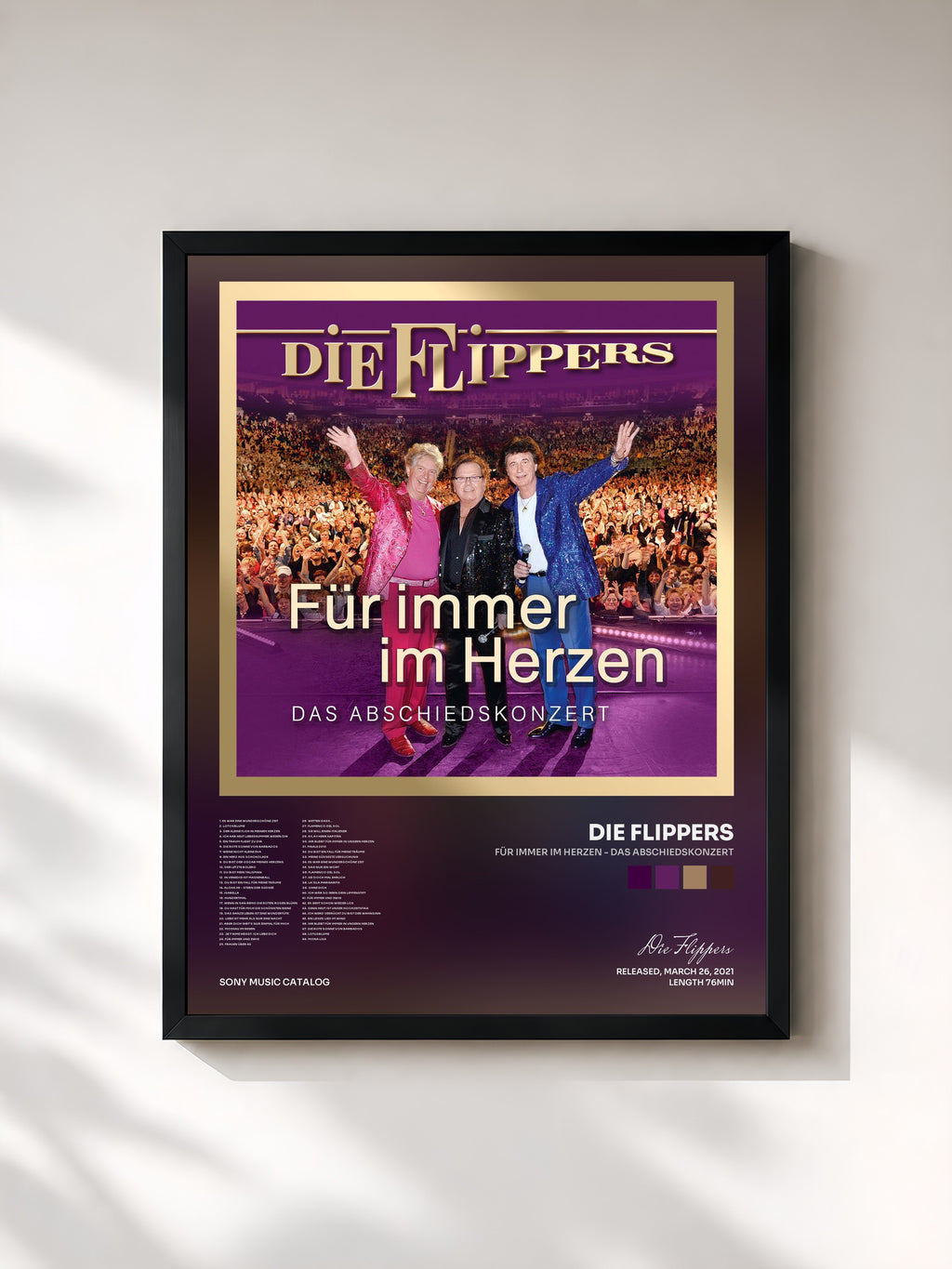 #noir Tableau de l'album Für immer im Herzen - Das Abschiedskonzert de Die Flippers, cadre noir, imprimé et encadré en France