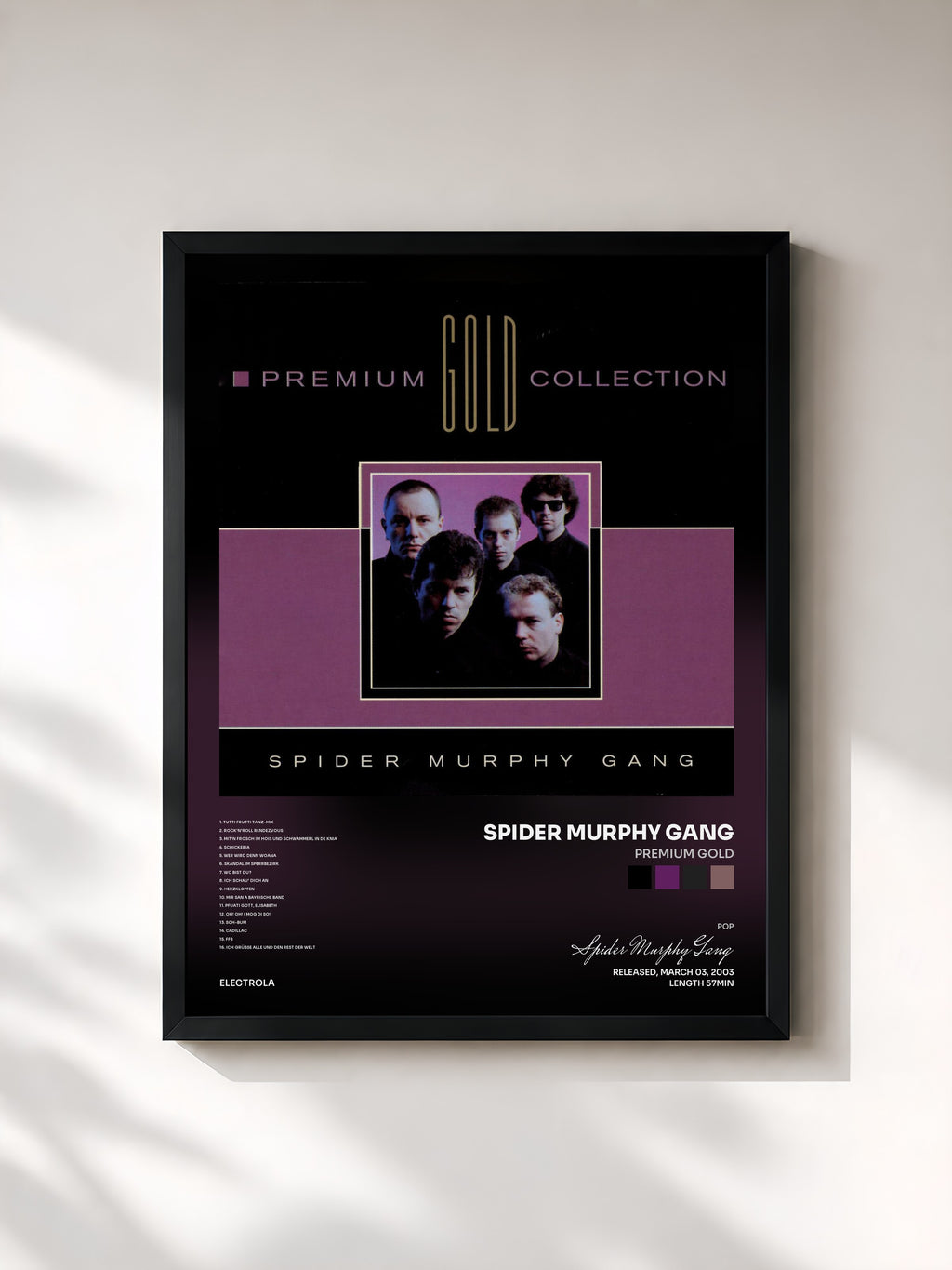#noir Tableau de l'album Premium Gold de Spider Murphy Gang, cadre noir, imprimé et encadré en France