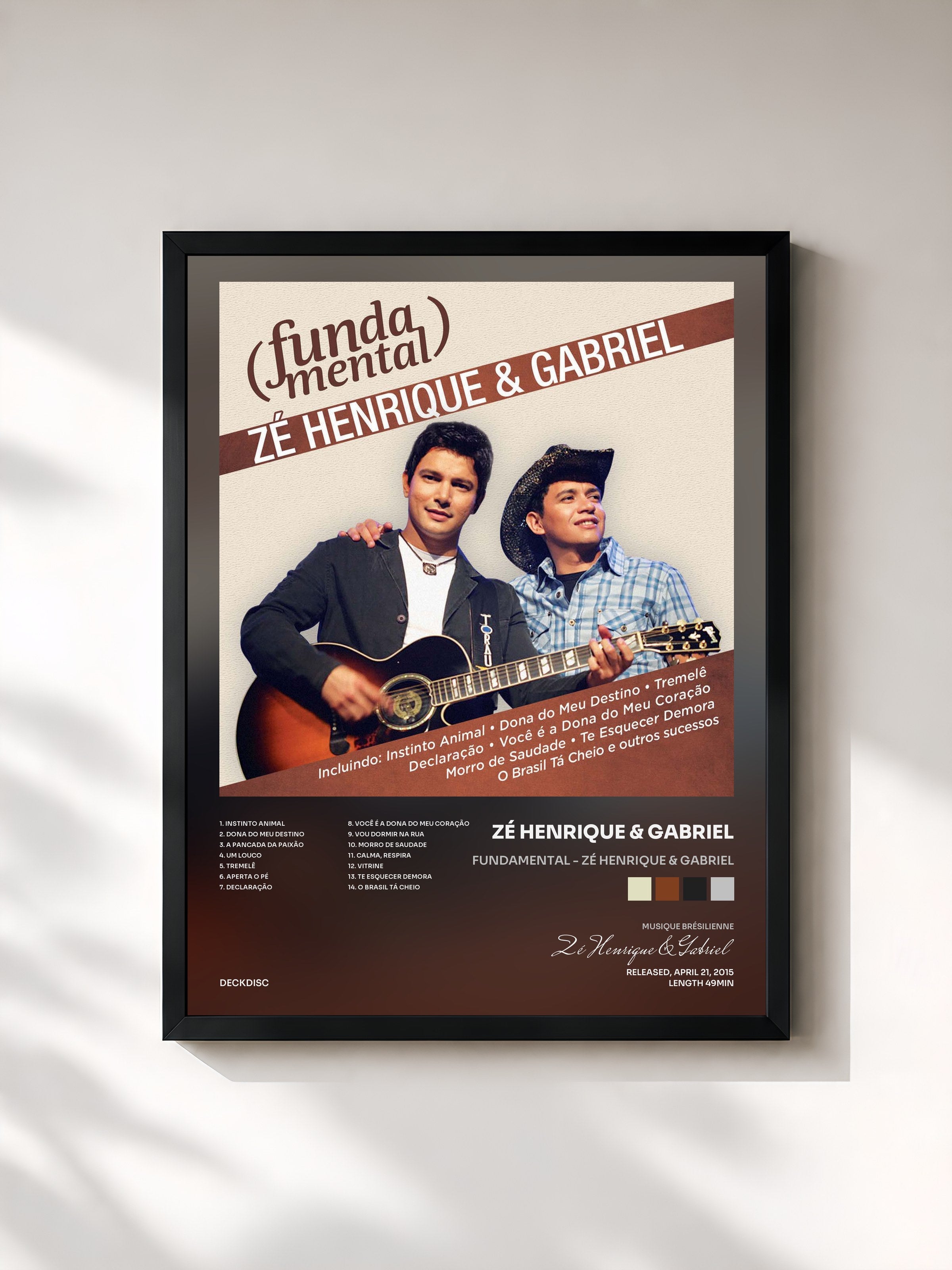 #noir Tableau de l'album Fundamental - Zé Henrique & Gabriel de Zé Henrique & Gabriel, cadre noir, imprimé et encadré en France