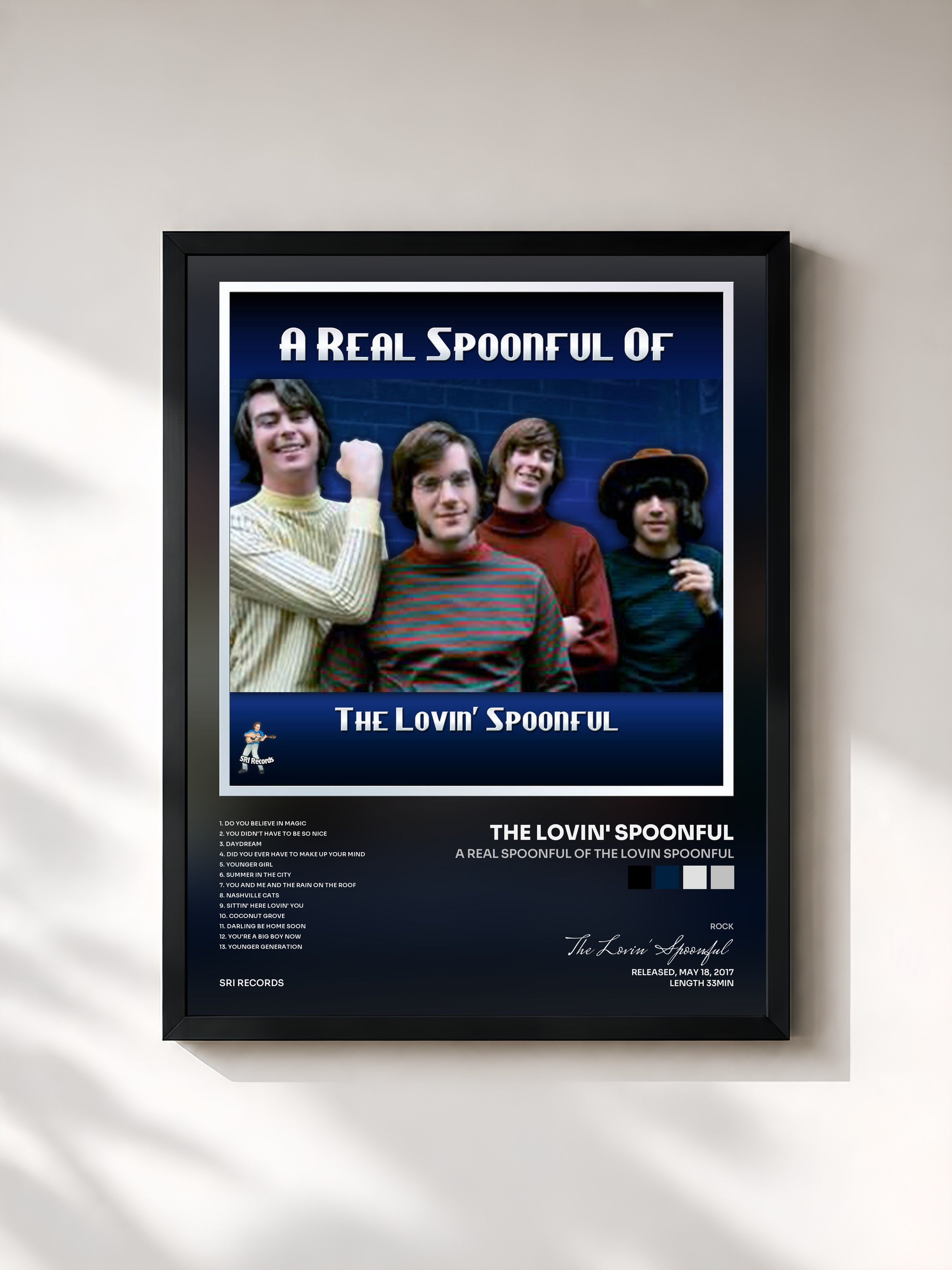 #noir Tableau de l'album A Real Spoonful of The Lovin Spoonful de The Lovin' Spoonful, cadre noir, imprimé et encadré en France