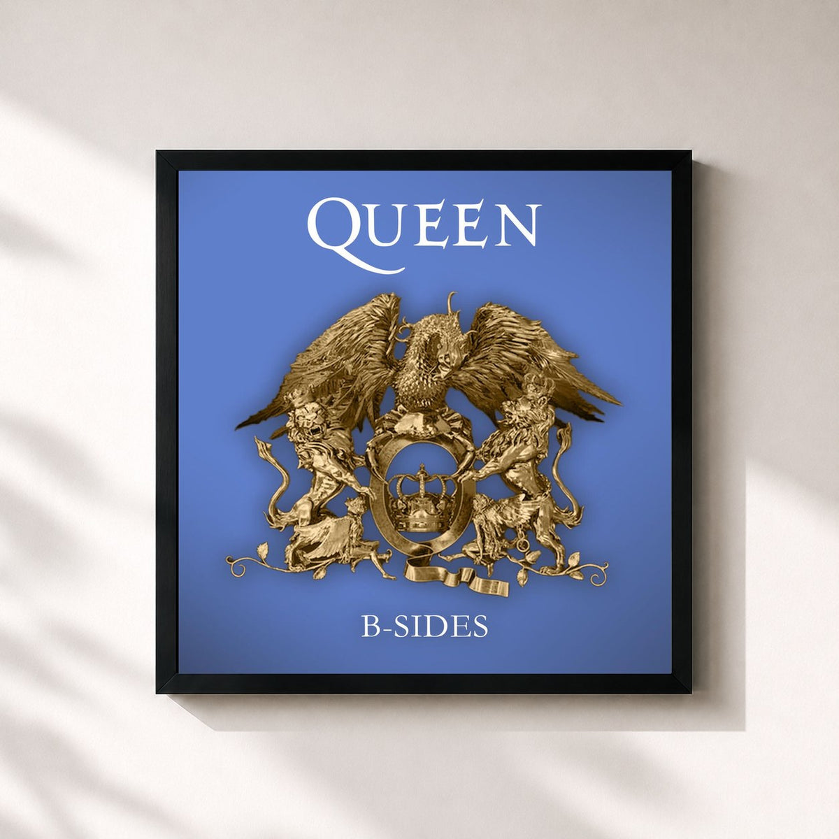#noir Tableau carré de l'album B-Sides de Queen, cadre noir 32x32 cm