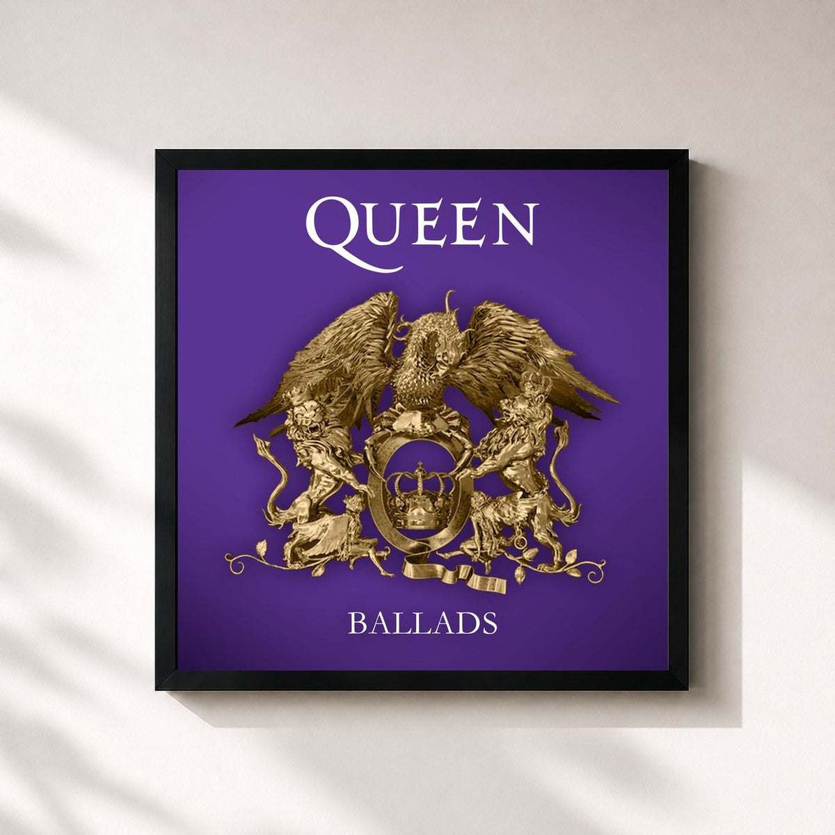 #noir Tableau carré de l'album Ballads de Queen, cadre noir 32x32 cm