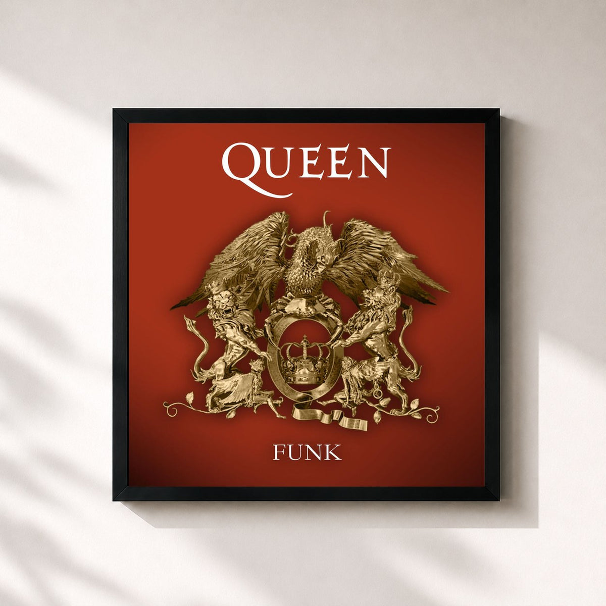 #noir Tableau carré de l'album Funk de Queen, cadre noir 32x32 cm