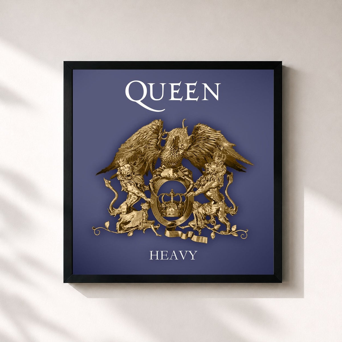 #noir Tableau carré de l'album Heavy de Queen, cadre noir 32x32 cm