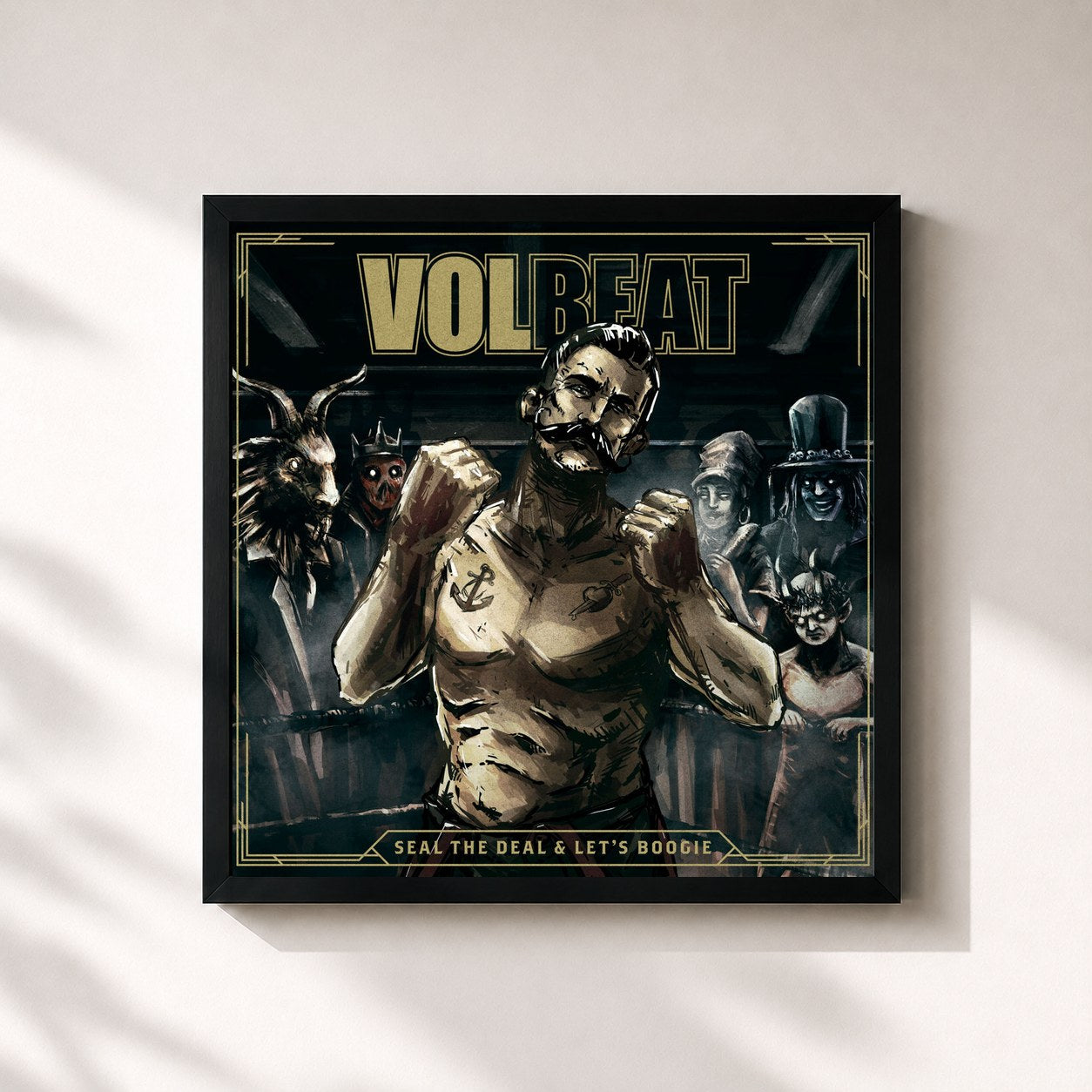 #noir Tableau carré de l'album Seal The Deal & Let's Boogie (Deluxe) de Volbeat, cadre noir 32x32 cm