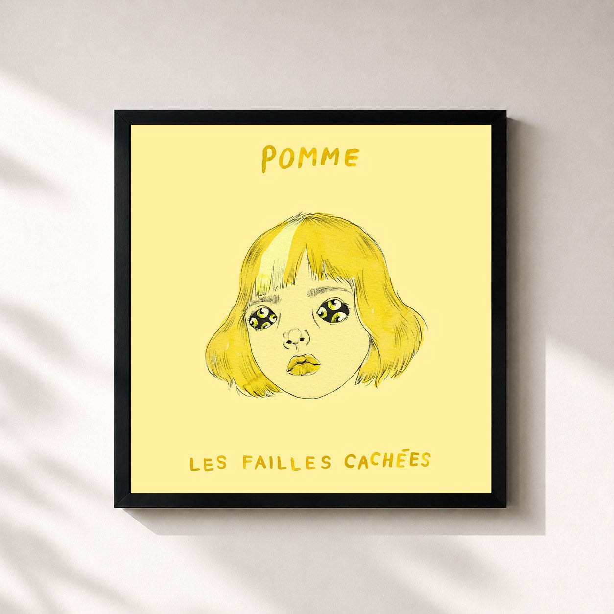 #noir les failles cachées by Pomme as a square framed art print, black 32x32 cm frame