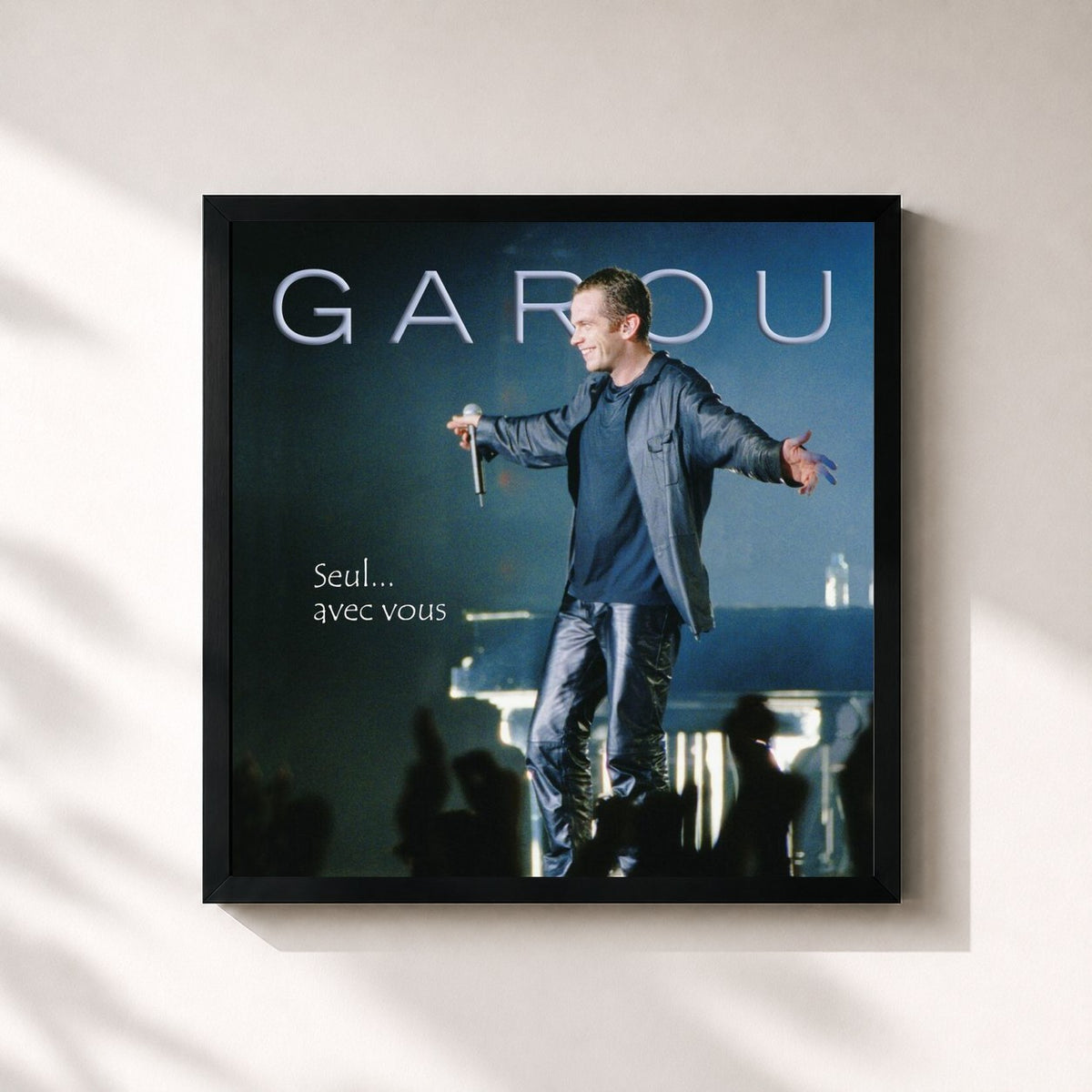 #noir Seul...avec vous by Garou as a square framed art print, black 32x32 cm frame