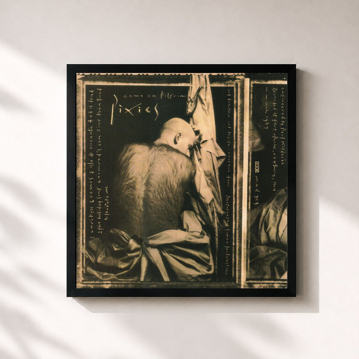 #noir Tableau carré de l'album Come On Pilgrim de Pixies, cadre noir 32x32 cm