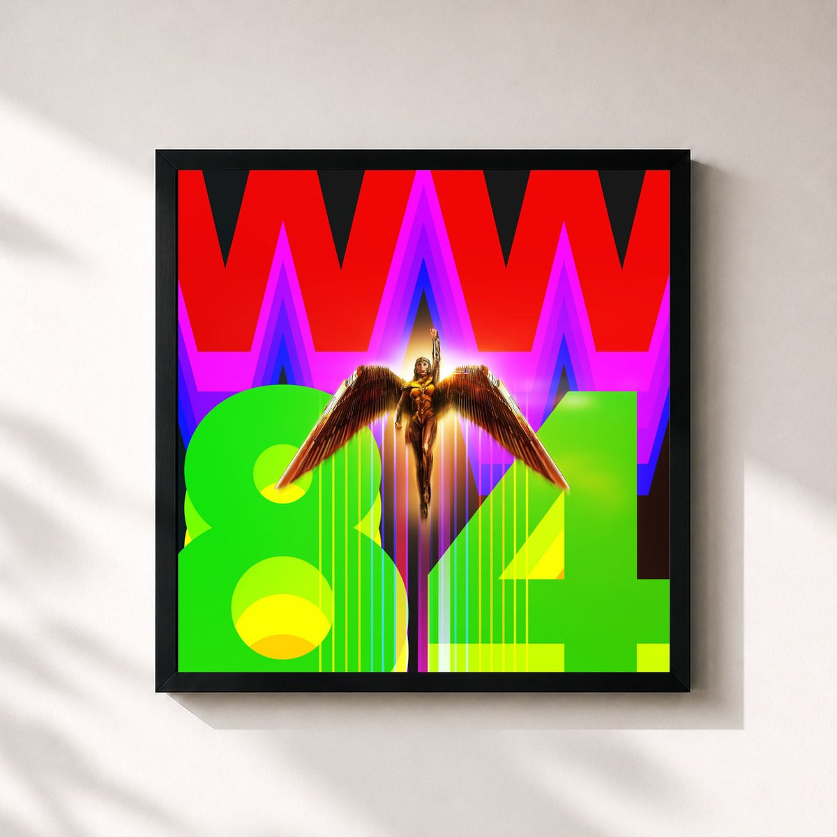 #noir Tableau carré de l'album Wonder Woman 1984 (Original Motion Picture Soundtrack) de Hans Zimmer, cadre noir 32x32 cm